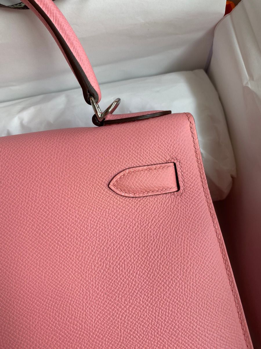 Hermes Kelly Sellier 28 Handmade Bag In Rose Confetti Epsom Calfskin - Image 5