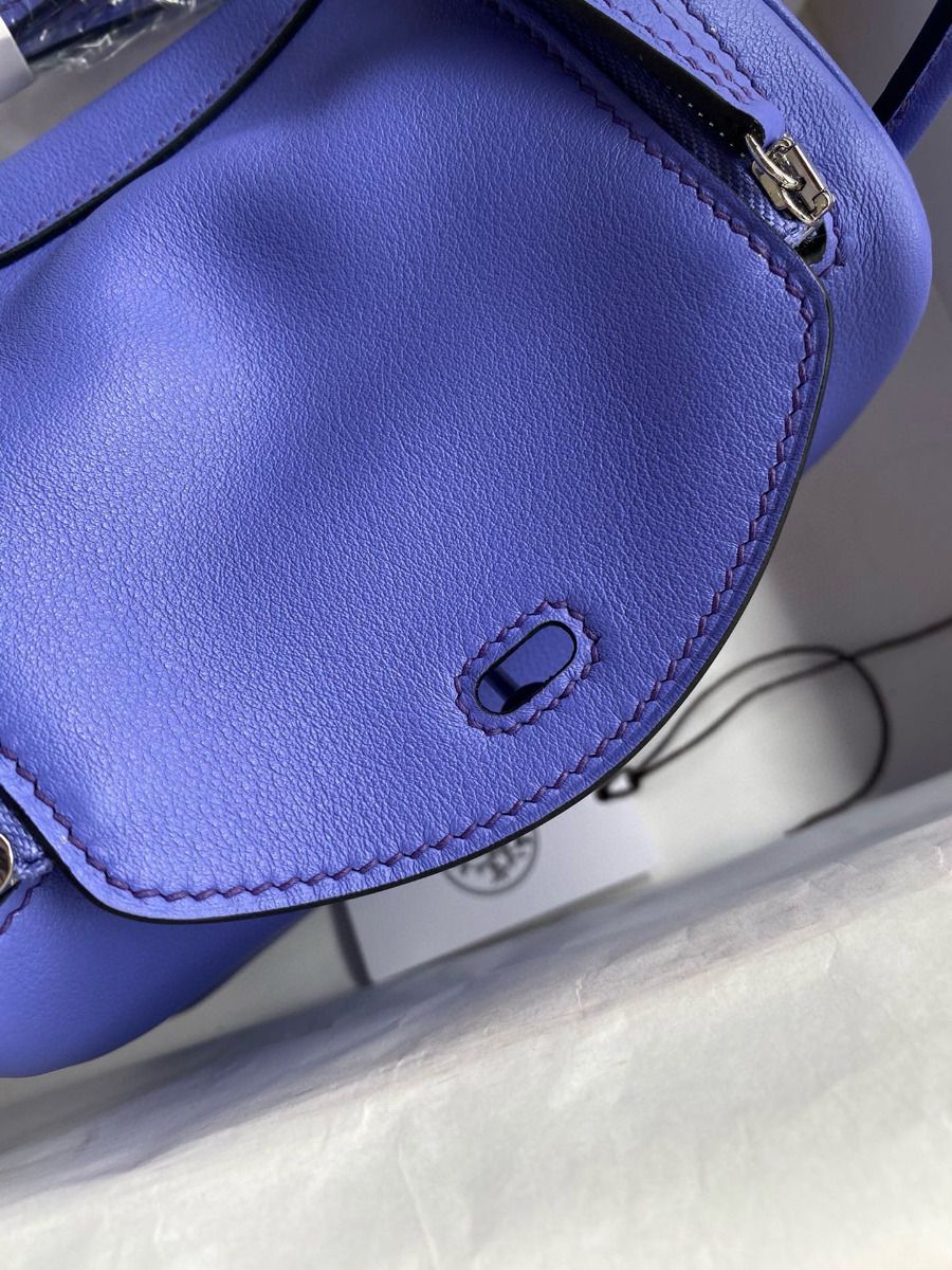 Hermes Mini Lindy Handmade Bag In Lilas Swift Leather - Image 7