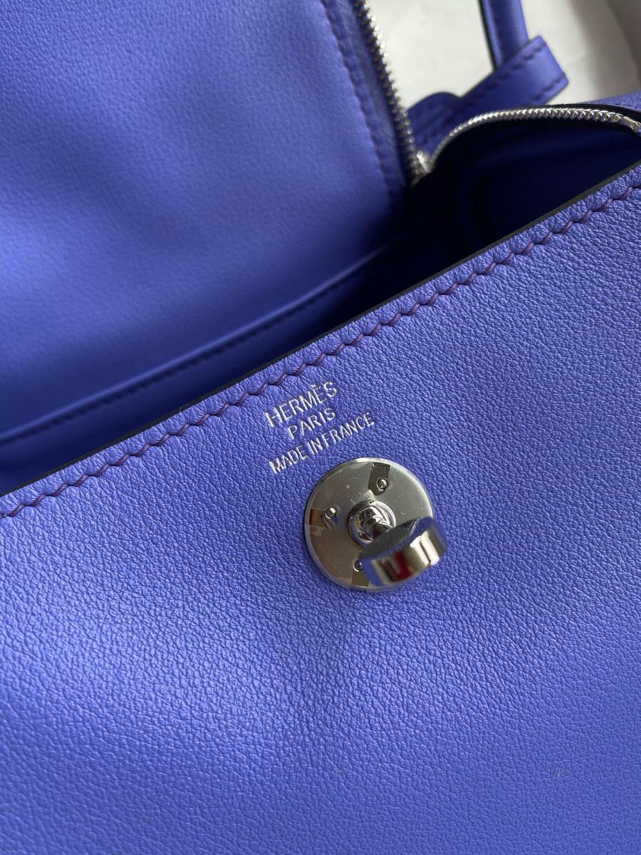 Hermes Mini Lindy Handmade Bag In Lilas Swift Leather - Image 10