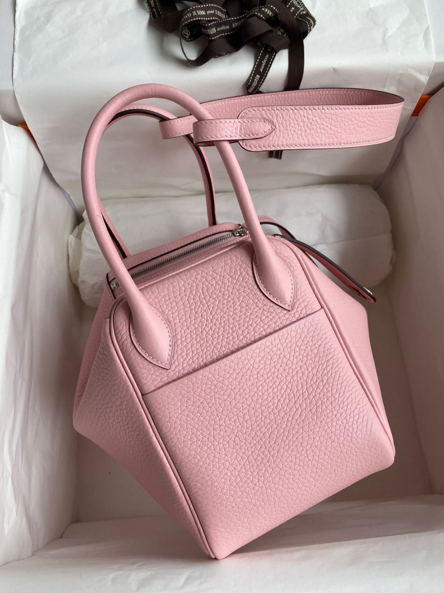 Hermes Lindy 26 Handmade Bag In Rose Sakura Clemence Leather - Image 3
