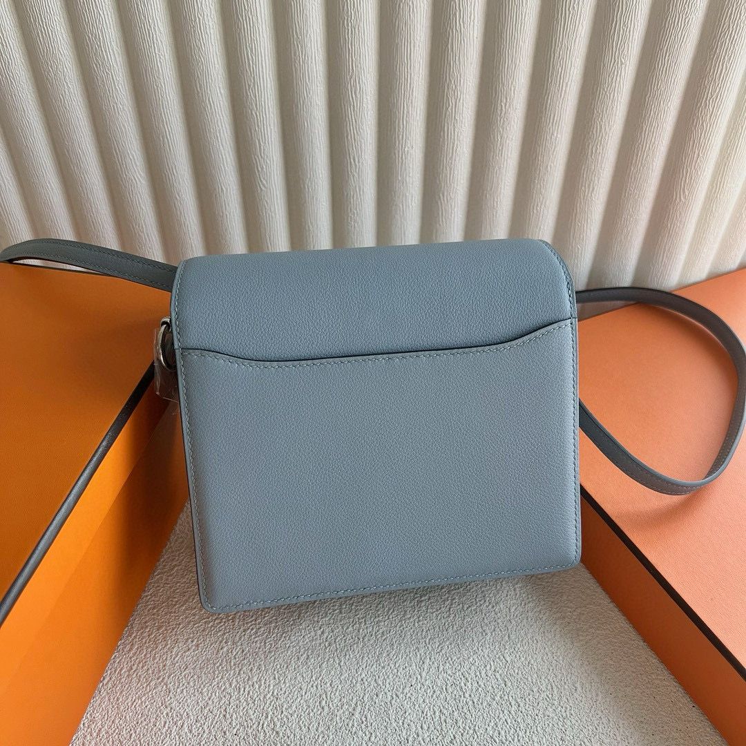 Hermes Roulis Mini 18 Bag in Blue Lin Evercolor Calfskin - Image 9