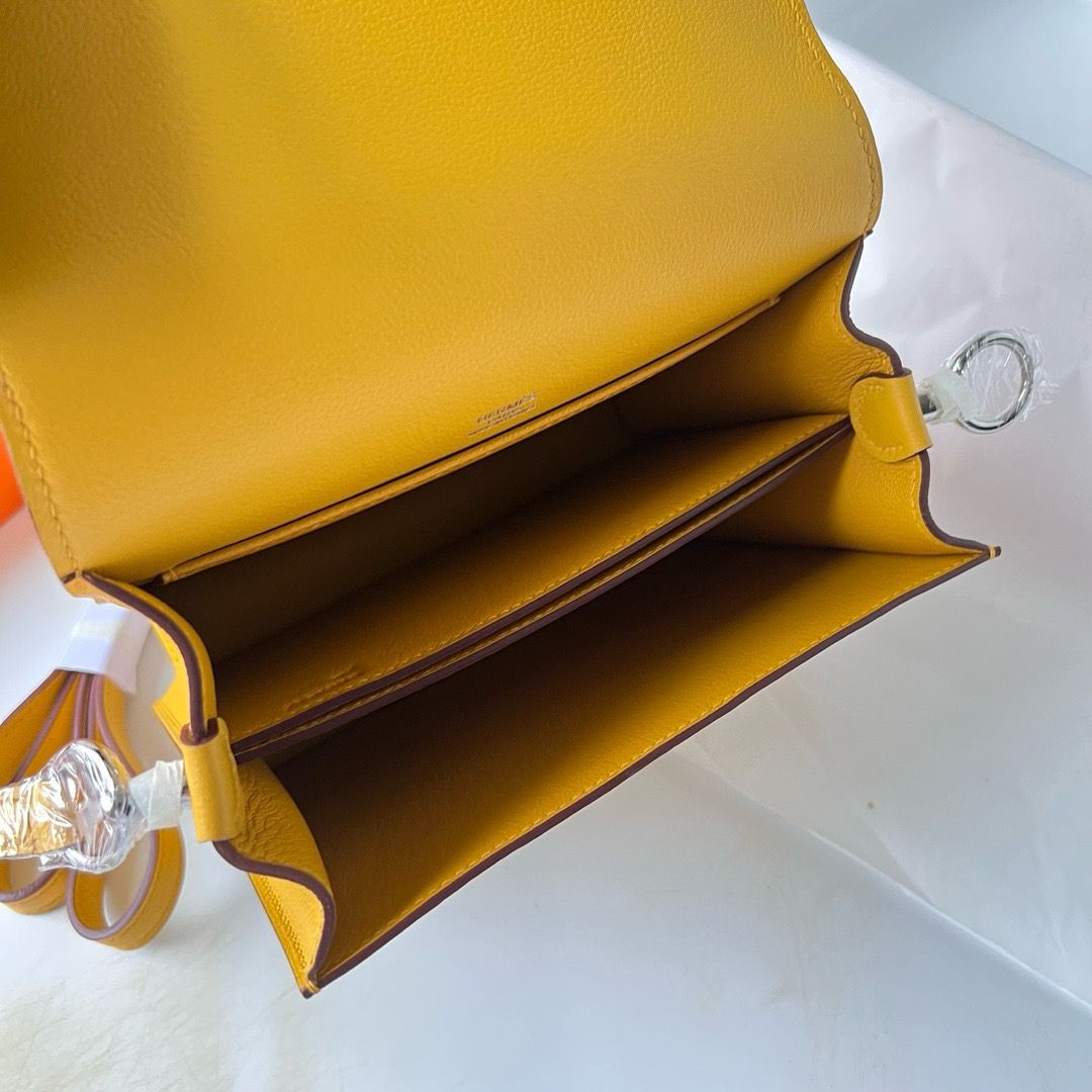 Hermes Roulis Mini 18 Bag in Jaune Ambre Evercolor Calfskin - Image 8