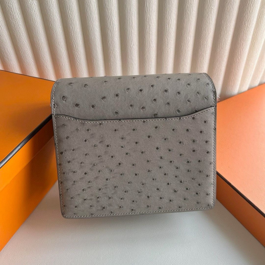 Hermes Roulis Mini 18 Bag in Gris Tourterelle Ostrich Leather - Image 8