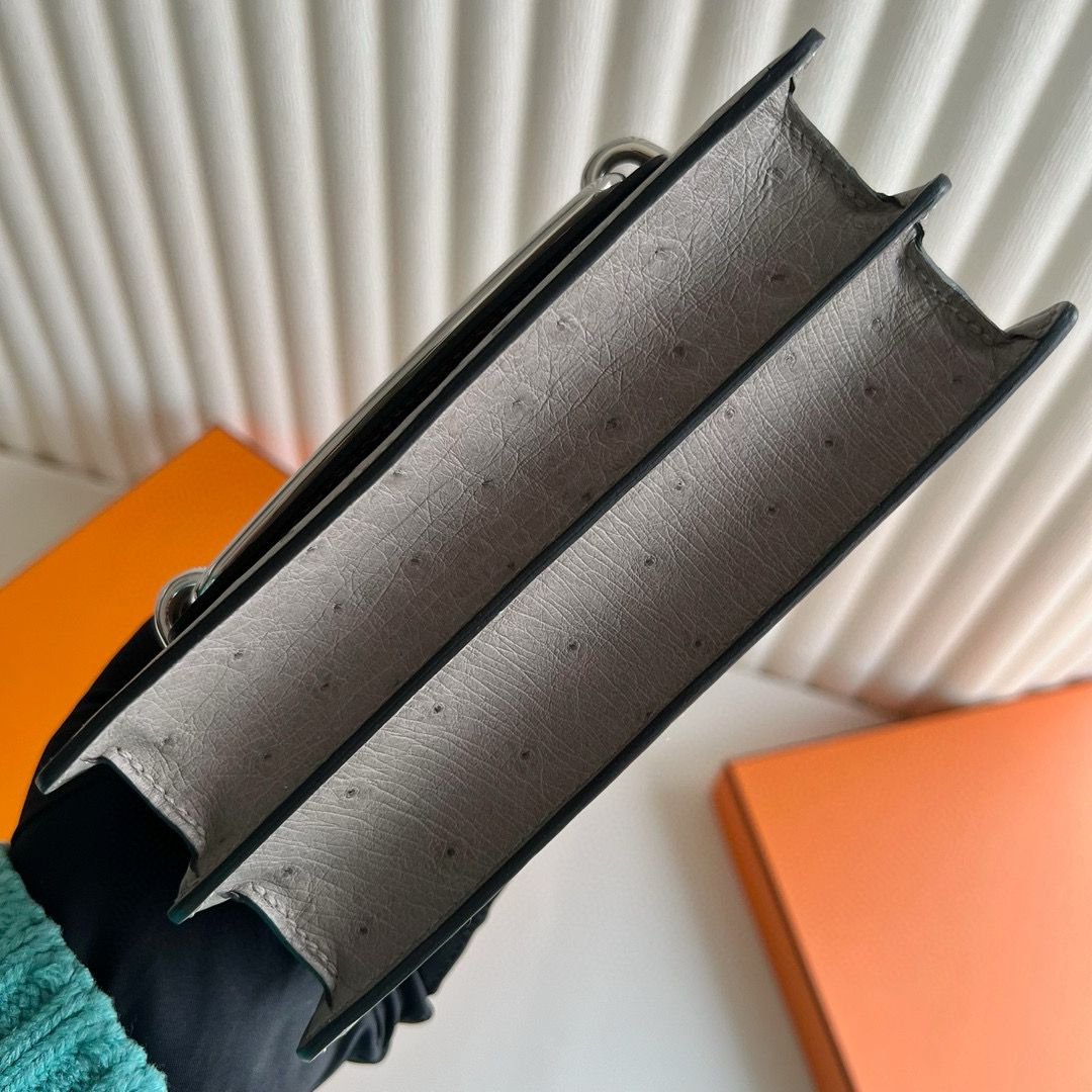 Hermes Roulis Mini 18 Bag in Gris Tourterelle Ostrich Leather - Image 10