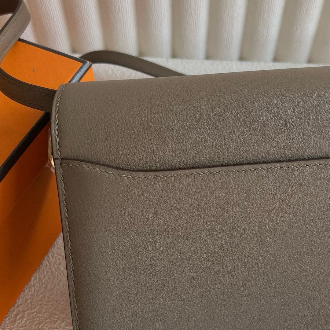 Hermes Roulis Mini 18 Bag in Taupe Swift Calfskin - Image 6