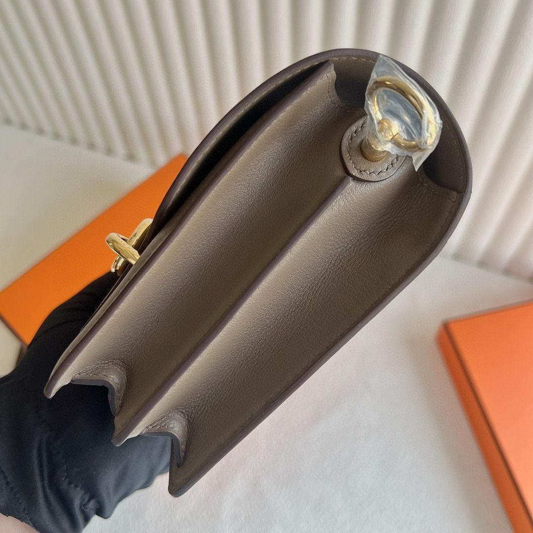 Hermes Roulis Mini 18 Bag in Taupe Swift Calfskin - Image 8