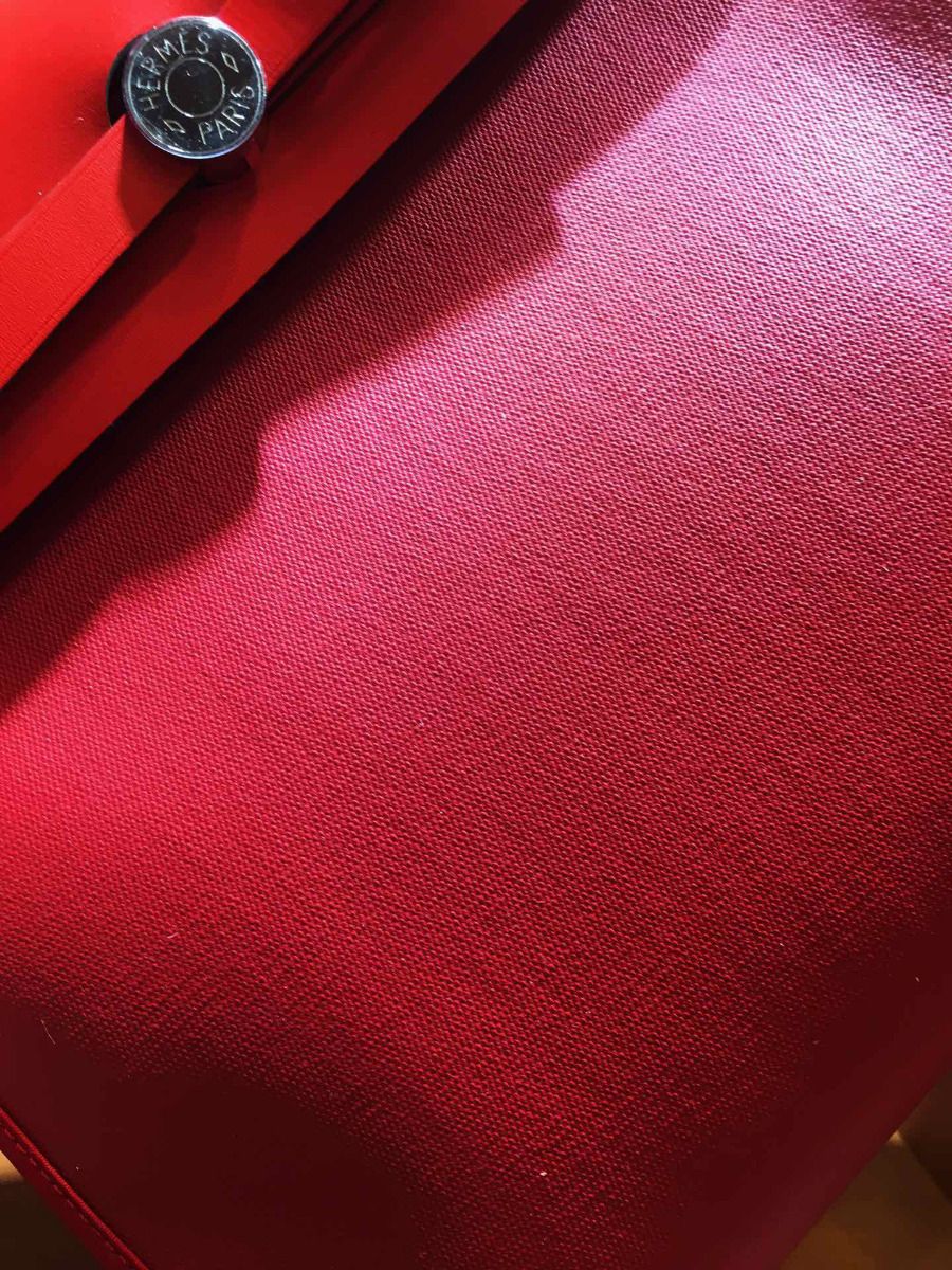Hermes Herbag Zip 31cm Bag In Red Toile And Leather - Image 5