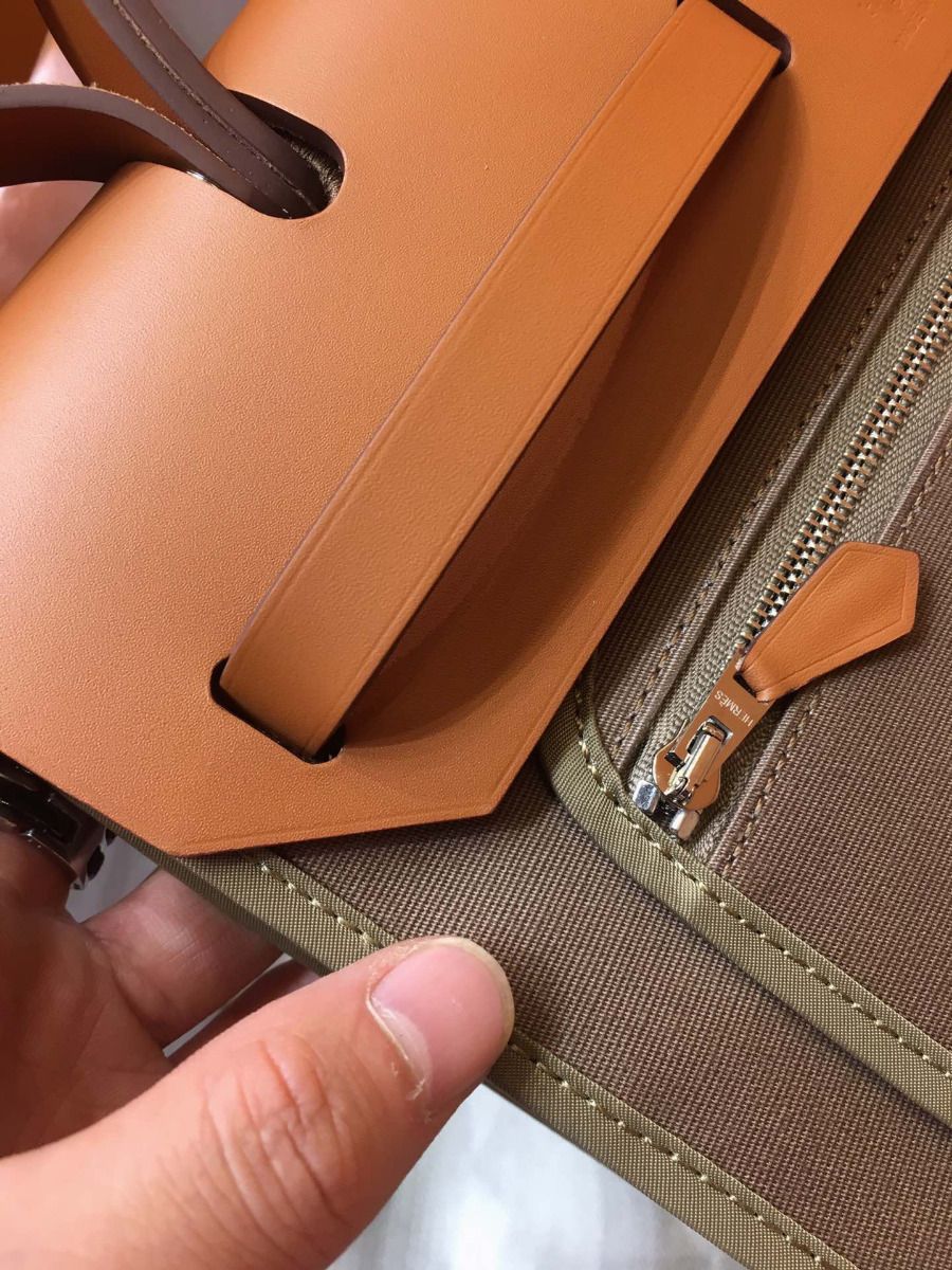Hermes Herbag Zip 31cm Bag In Brown And Taupe - Image 8