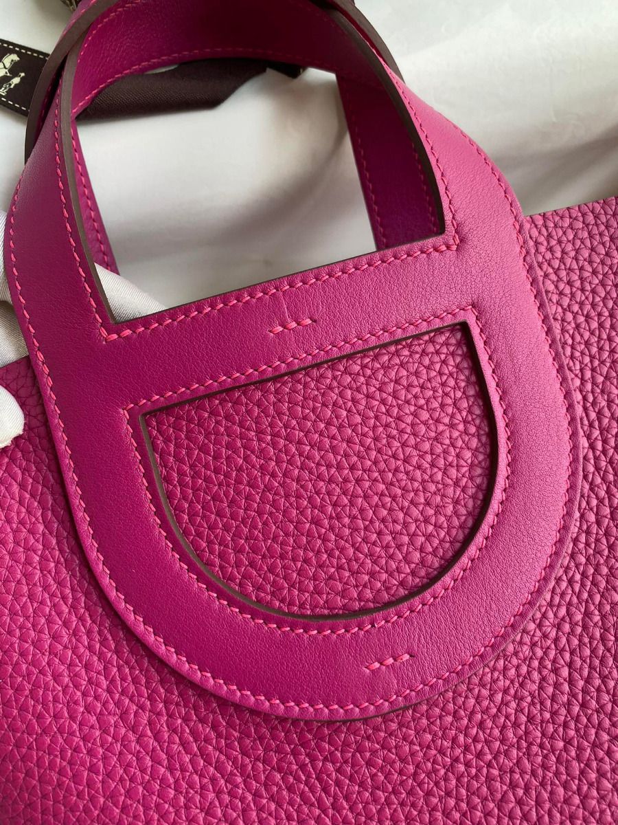 Hermes In The Loop 18 Handmade Bag in Rose Purple Clemence Leatherther - Image 4