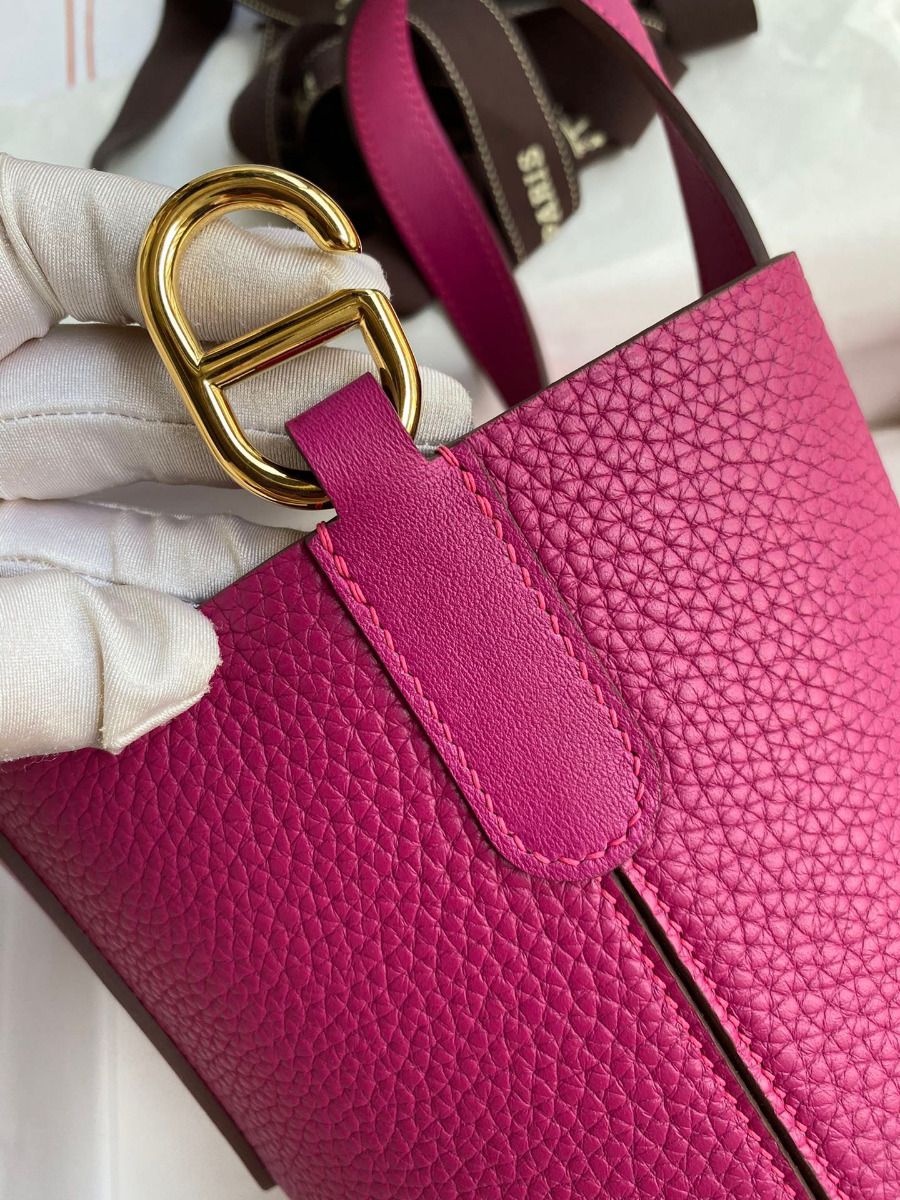 Hermes In The Loop 18 Handmade Bag in Rose Purple Clemence Leatherther - Image 5