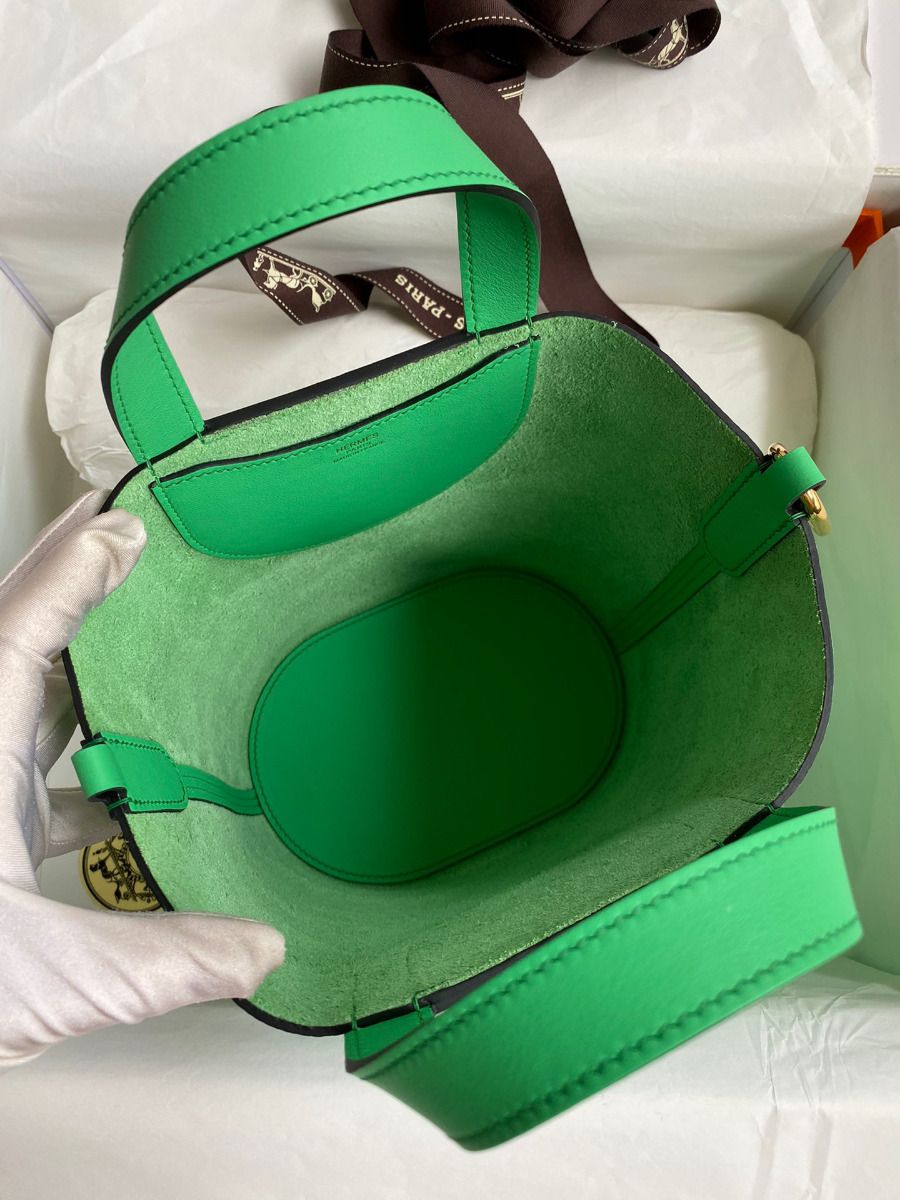 Hermes In The Loop 18 Handmade Bag in Vert Comics Clemence Leather - Image 6