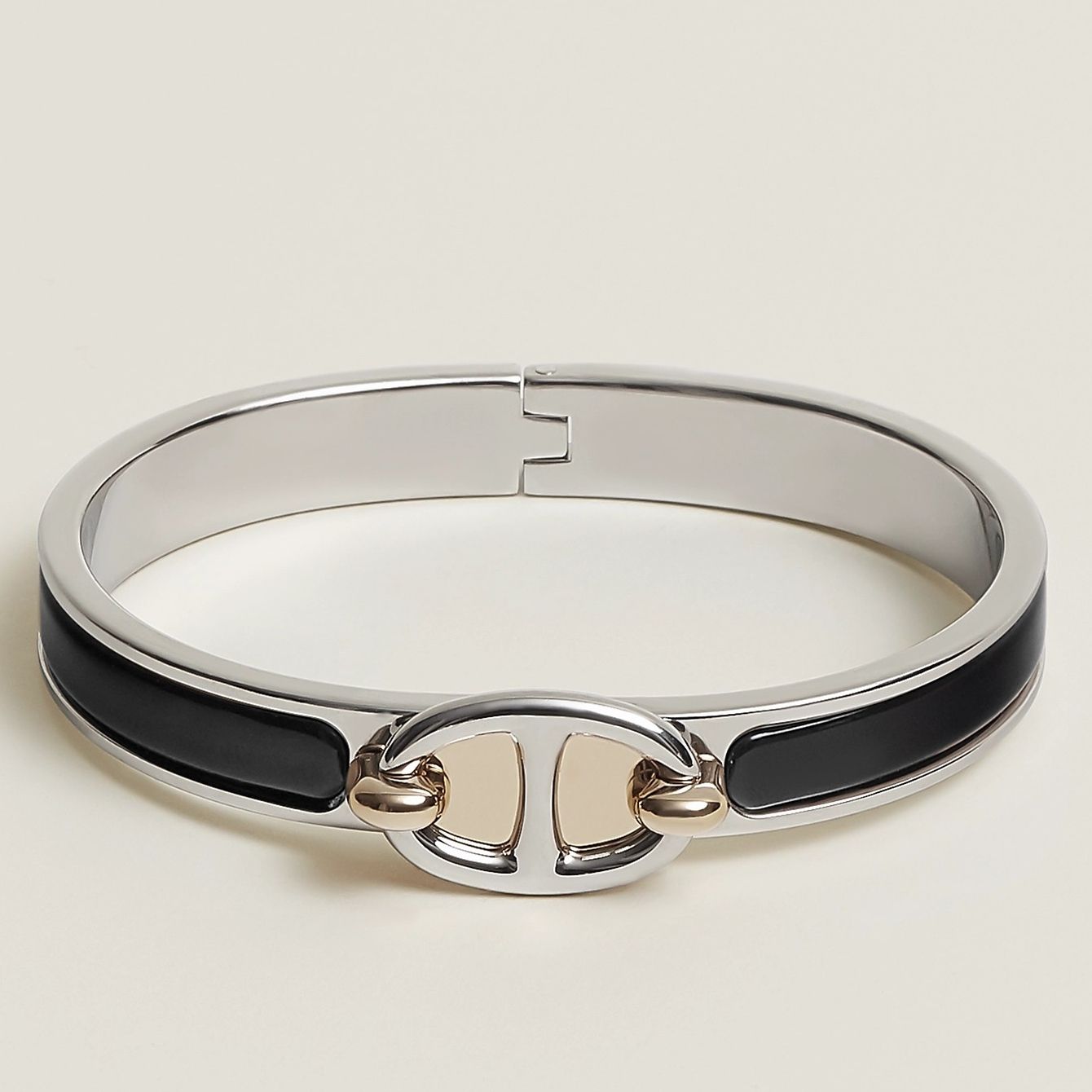 Hermes Black Mini Clic Chaine d'Ancre Bracelet