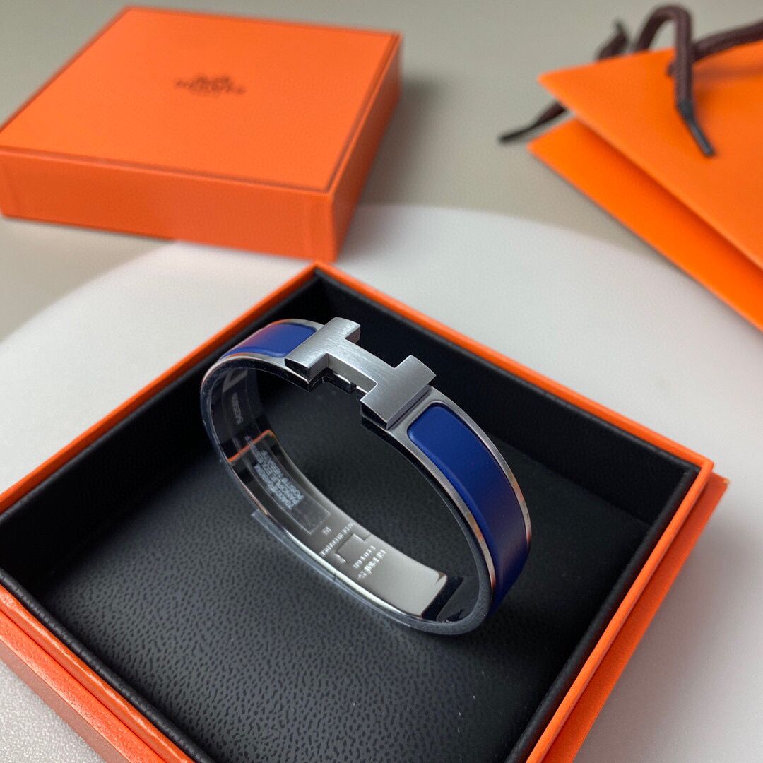Hermes Blue Enamel Clic HH Bracelet - Image 3