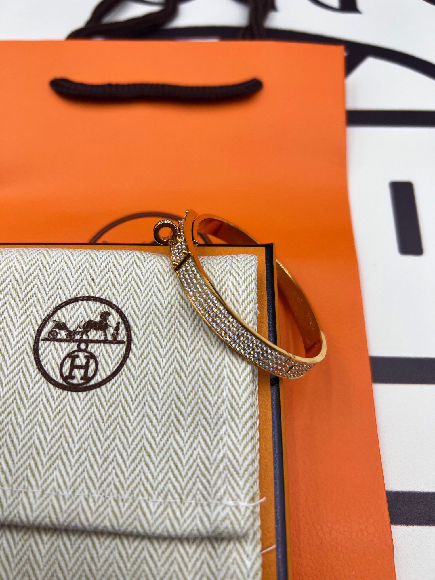 Hermes Small Kelly Bracelet with Full Diamonds - Image 7