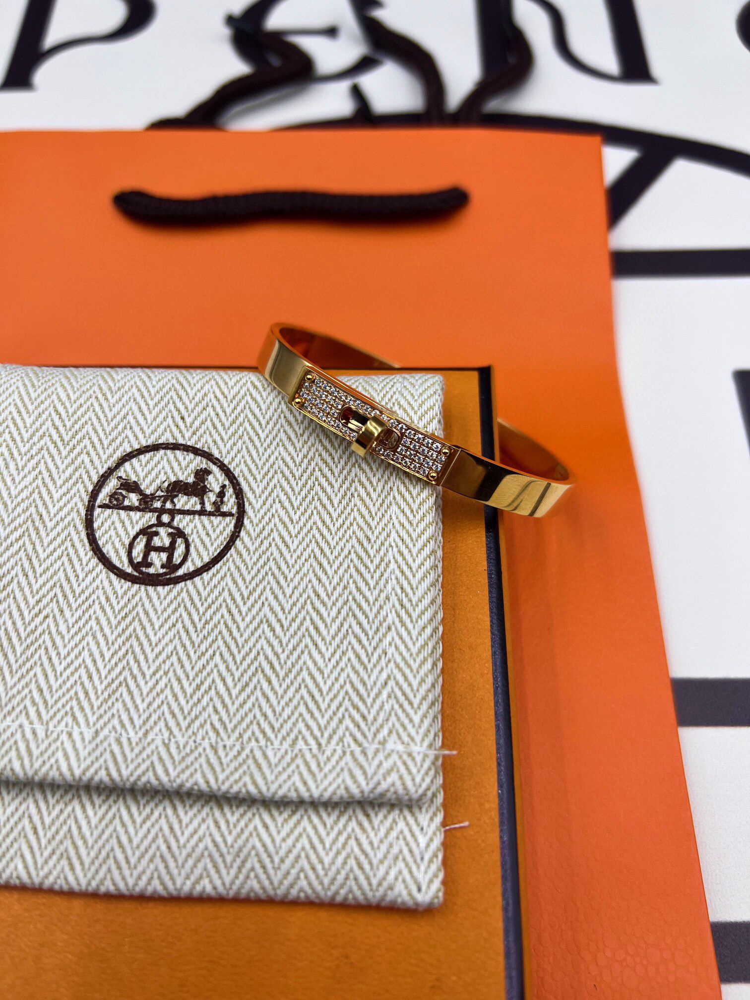 Hermes Small Kelly Bracelet with Diamonds - Image 5