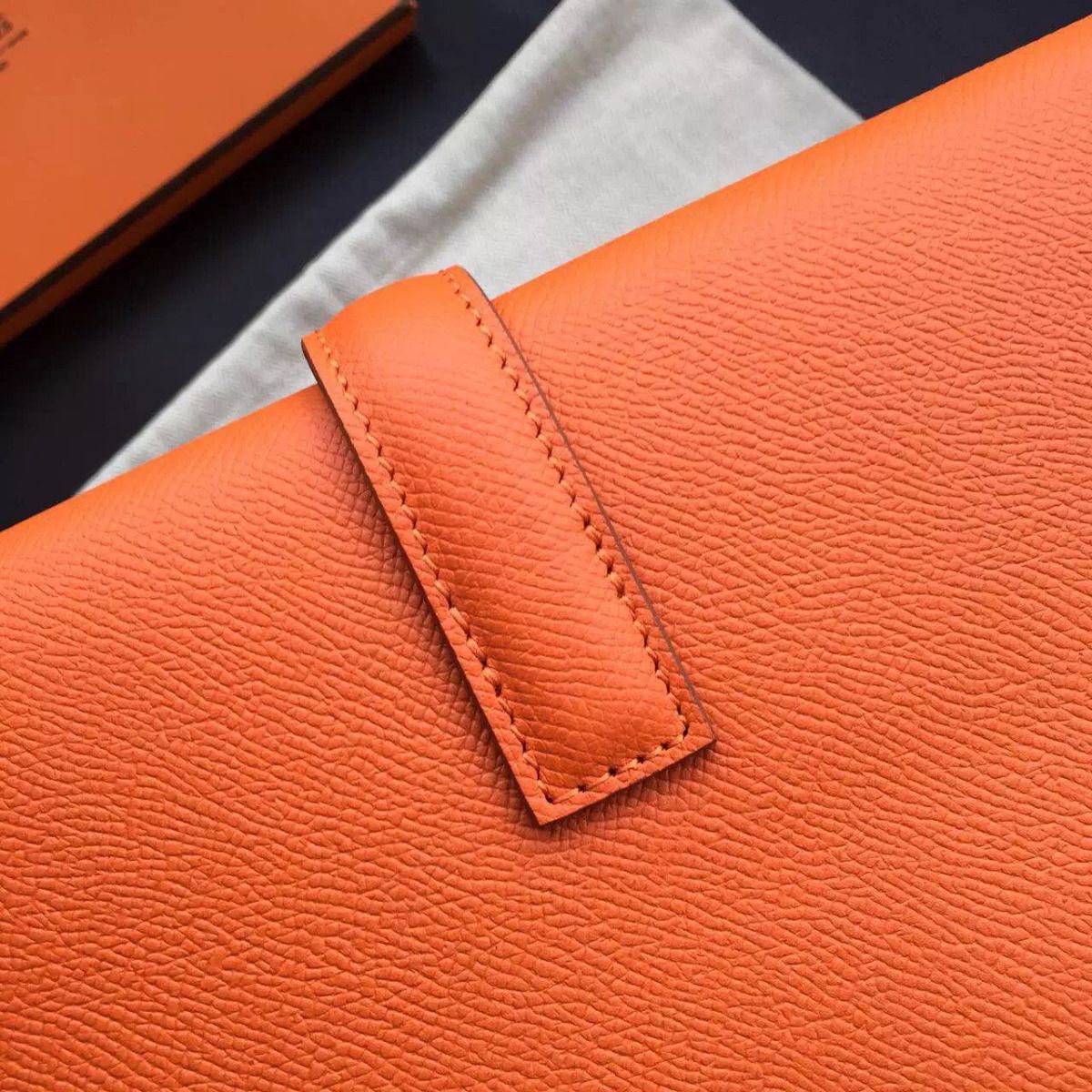 Hermes Jige Elan 29 Clutch Bag In Orange Epsom Calfskin - Image 8