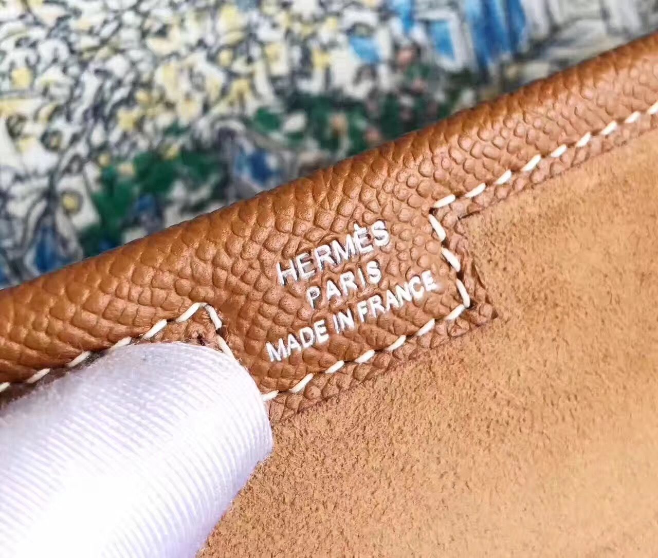 Hermes Jige Elan 29 Clutch In Ocre Suede Calfskin - Image 7