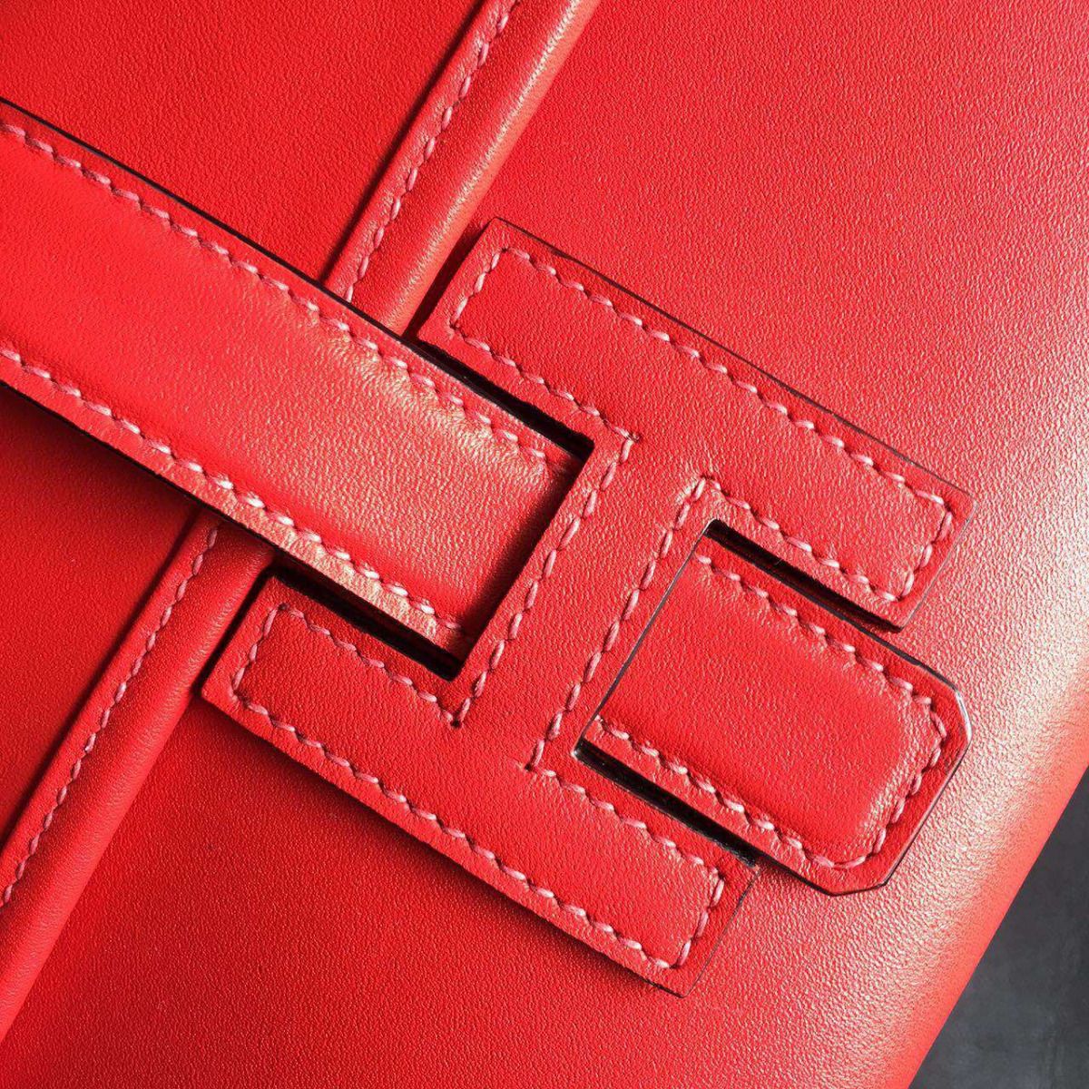 Hermes Jige Elan 29 Clutch In Red Swift Calfskin - Image 7