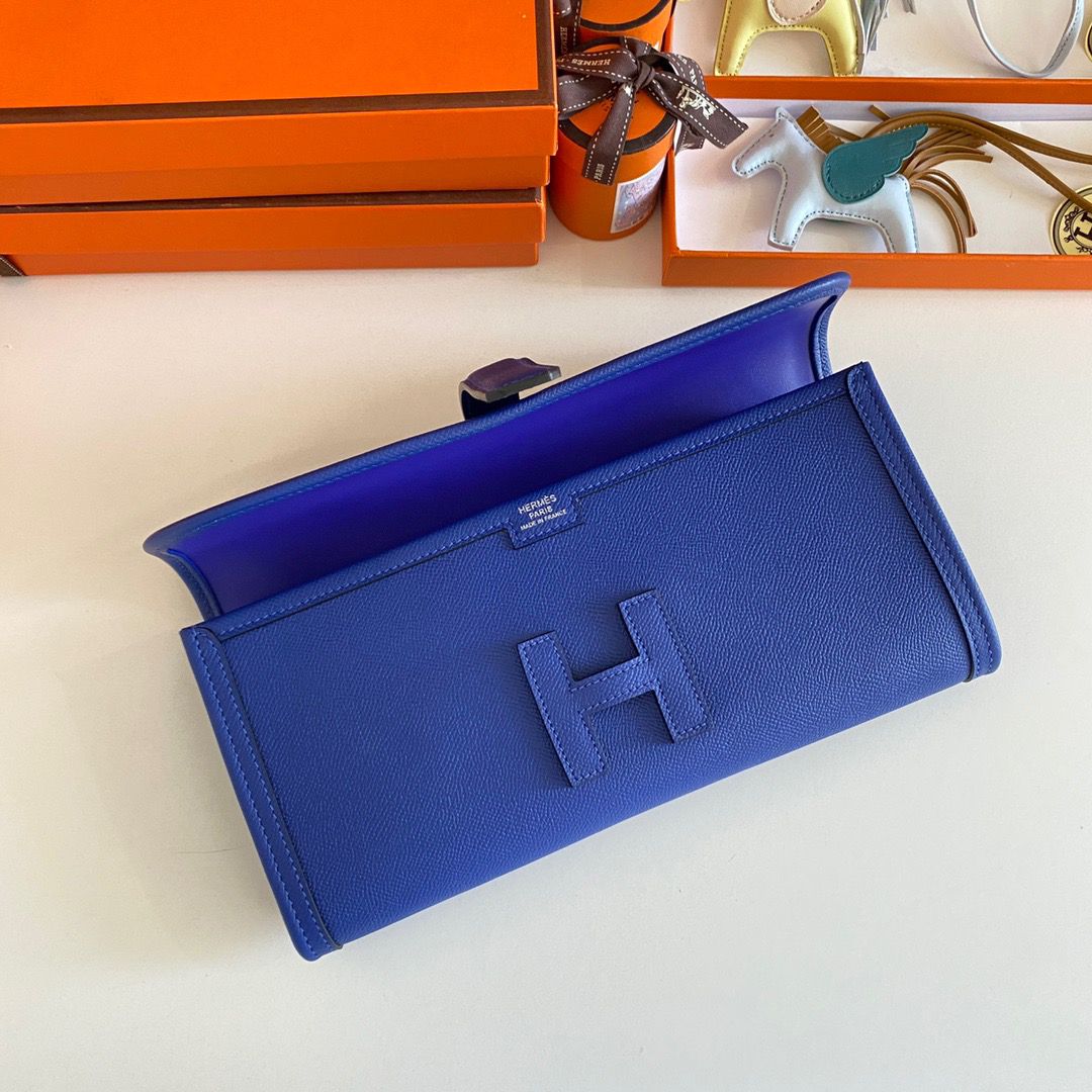 Hermes Jige Elan 29 Clutch Bag In Blue Electric Epsom Leather - Image 7