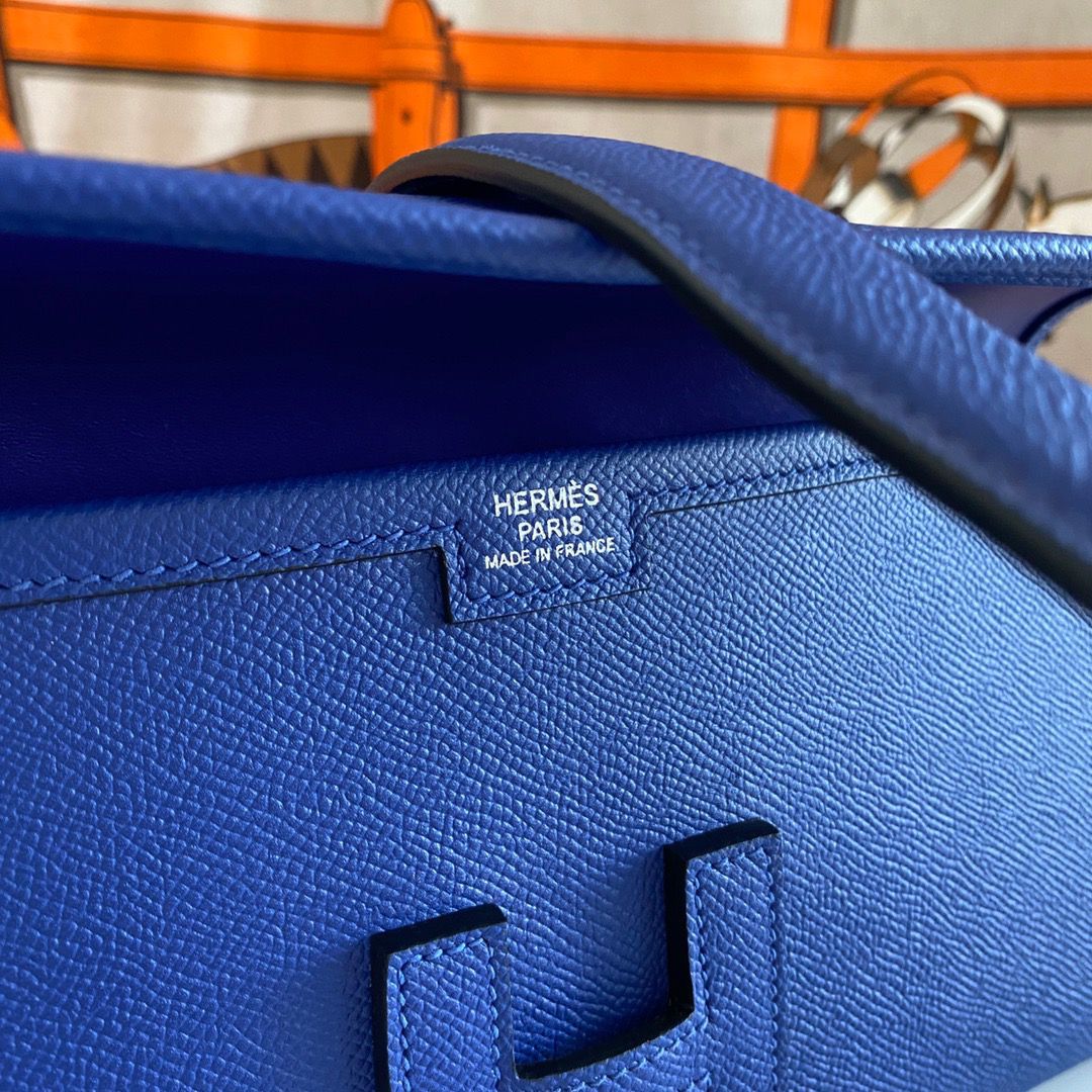 Hermes Jige Elan 29 Clutch Bag In Blue Electric Epsom Leather - Image 9