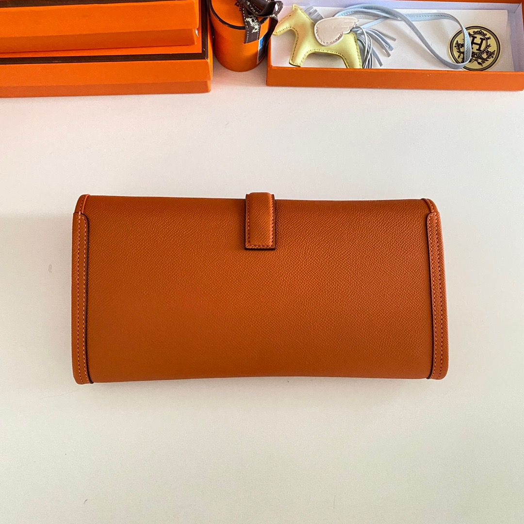 Hermes Jige Elan 29 Clutch Bag In Orange Epsom Leather - Image 3