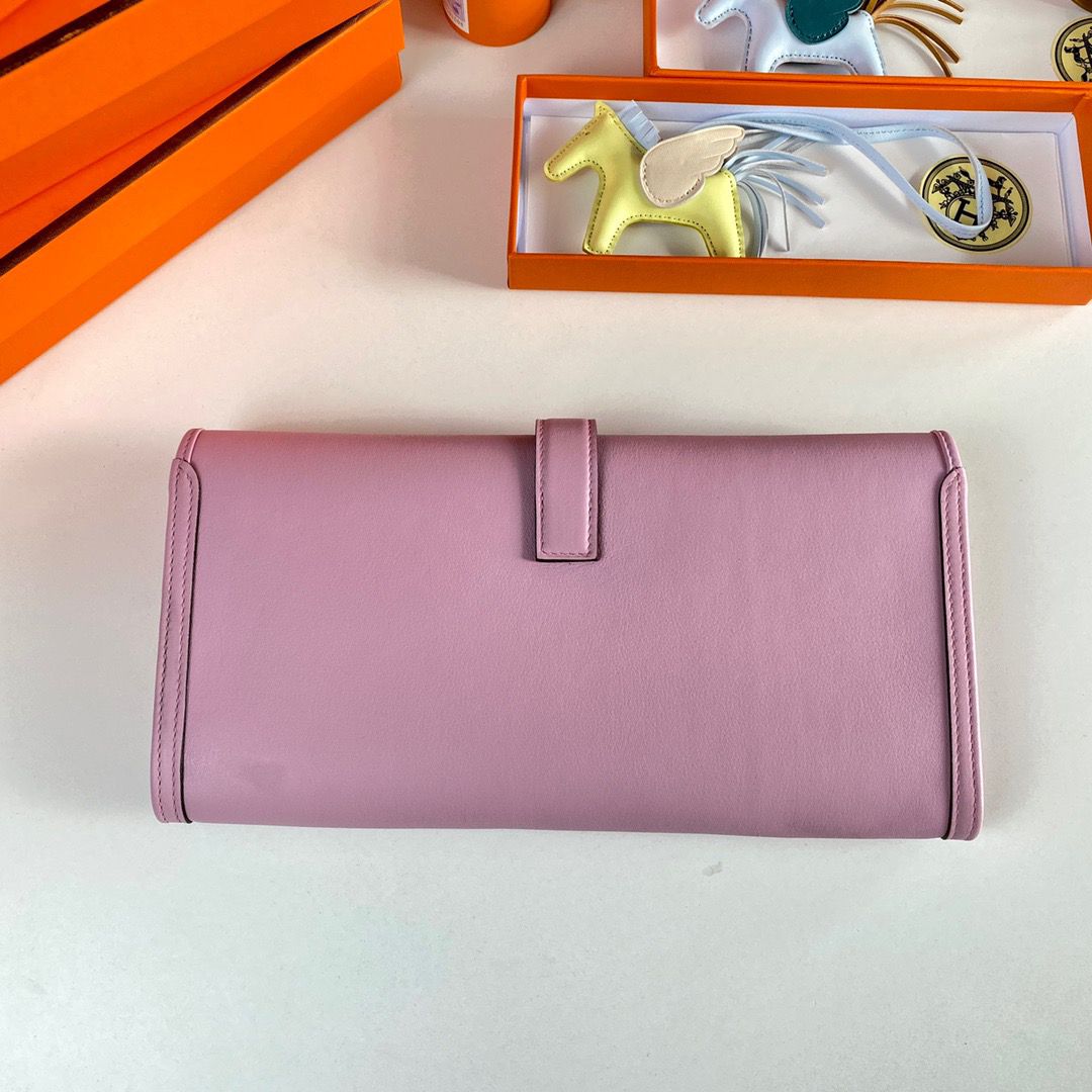 Hermes Jige Elan 29 Clutch Bag In Mauve Sylvestre Swift Calfskin - Image 3
