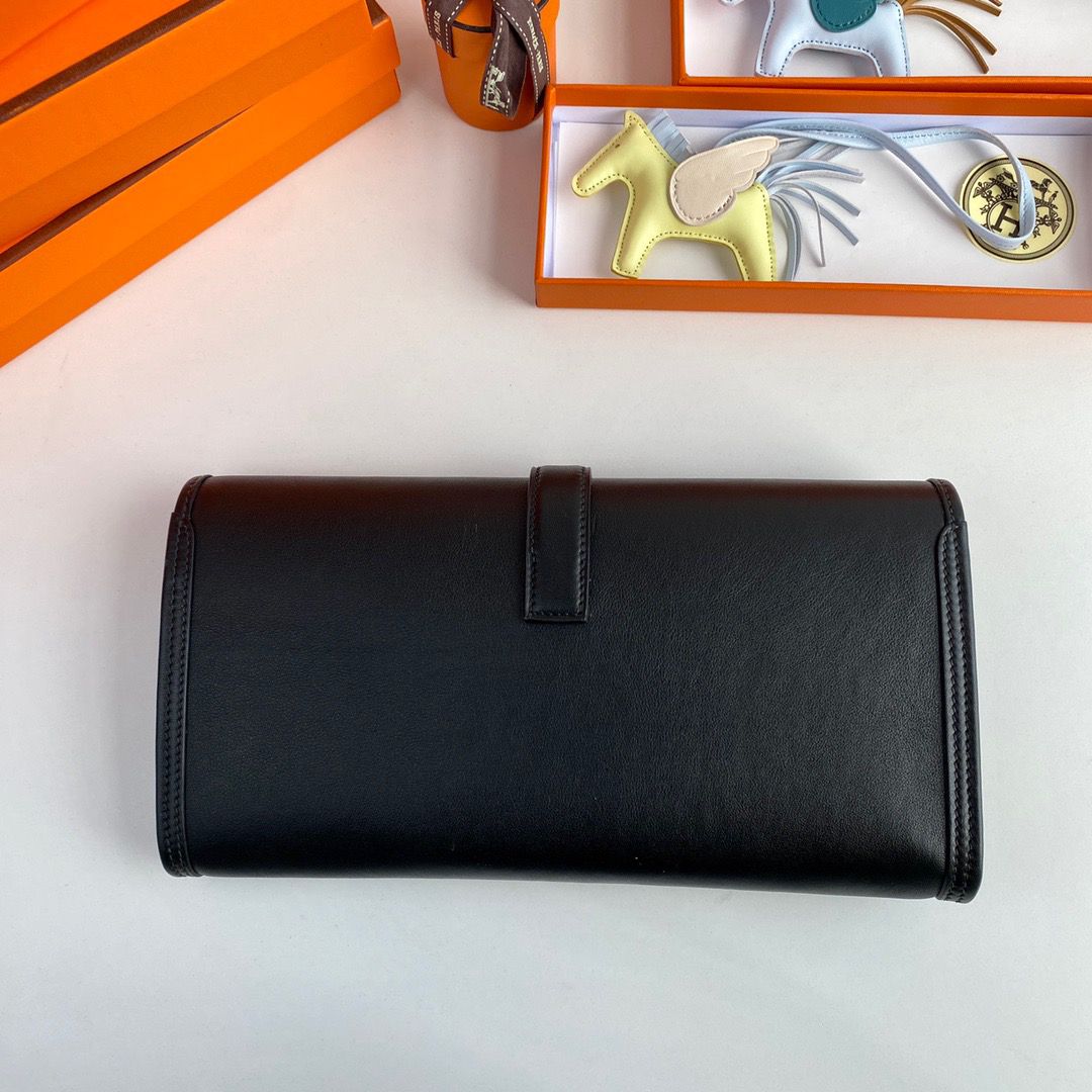 Hermes Jige Elan 29 Clutch Bag In Black Swift Calfskin - Image 3