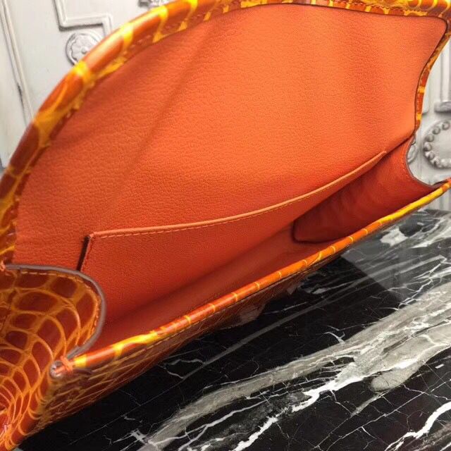 Hermes Jige Elan 29 Clutch In Orange Crocodile Leather - Image 8