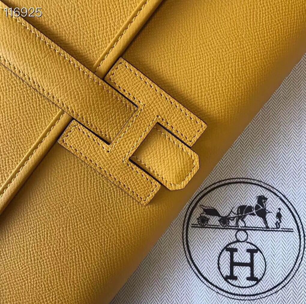 Hermes Jige Elan 29 Clutch In Yellow Epsom Leather - Image 4