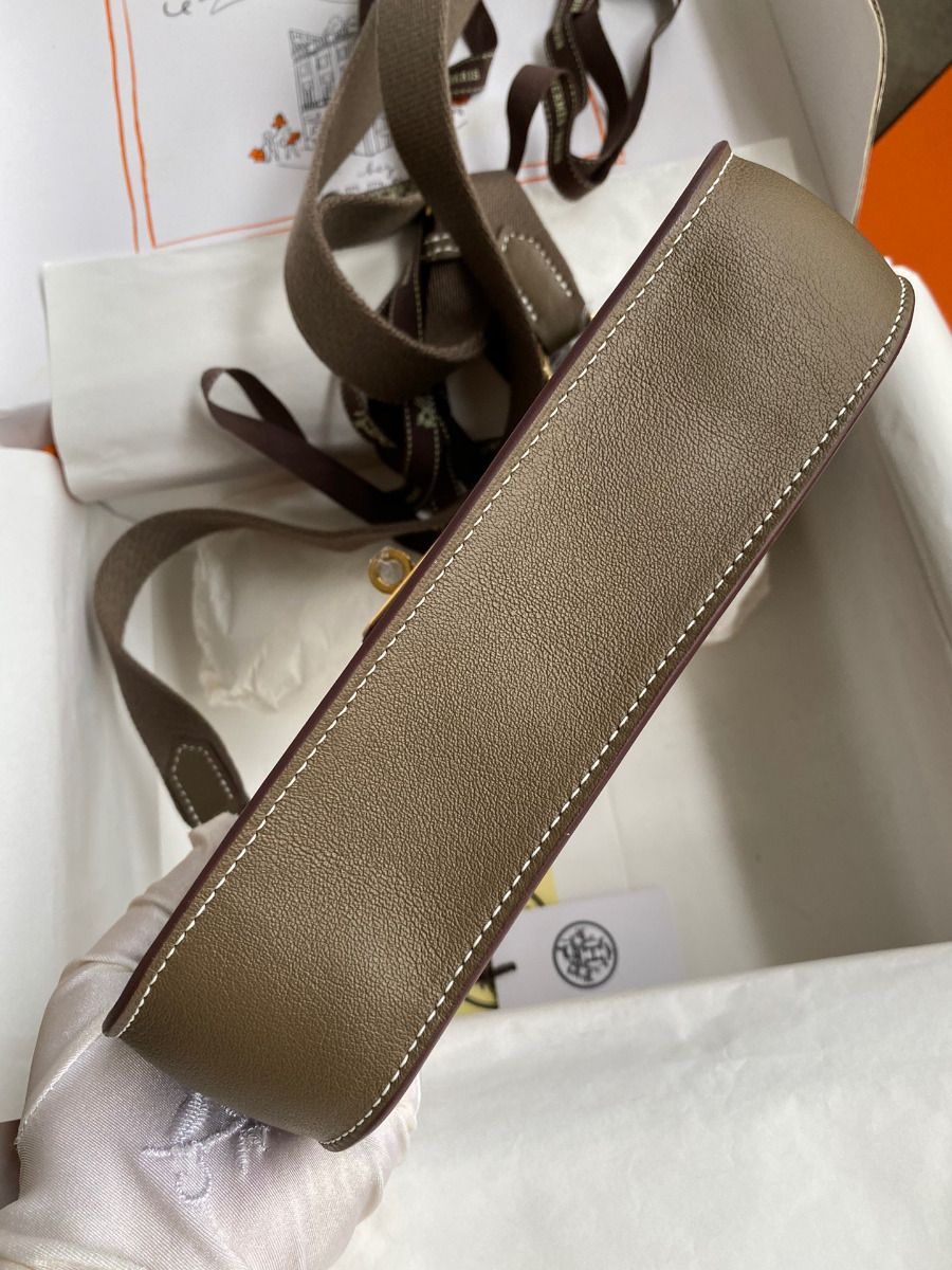 Hermes Jypsiere Mini Handmade Bag In Taupe Swift Calfskin - Image 6