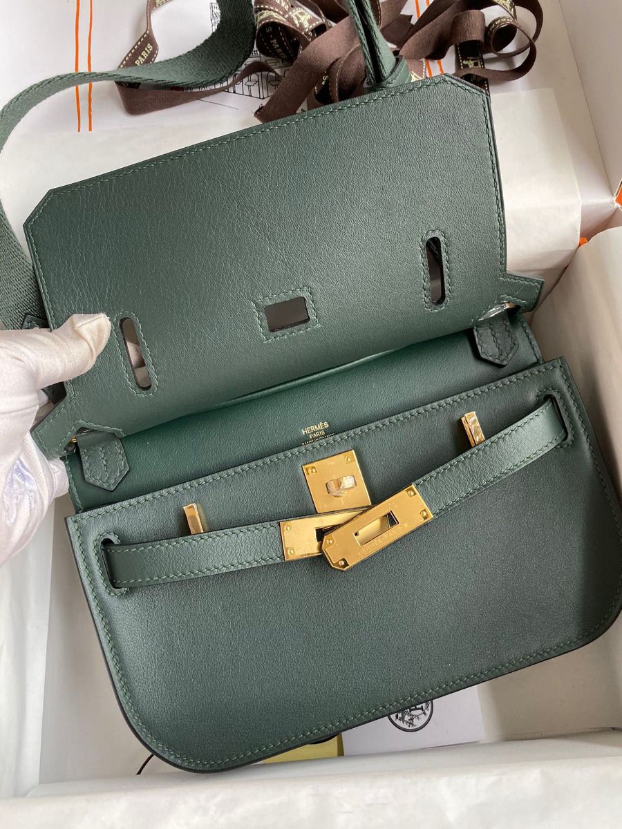 Hermes Jypsiere Mini Handmade Bag In Vert Rousseau Swift Calfskin - Image 8