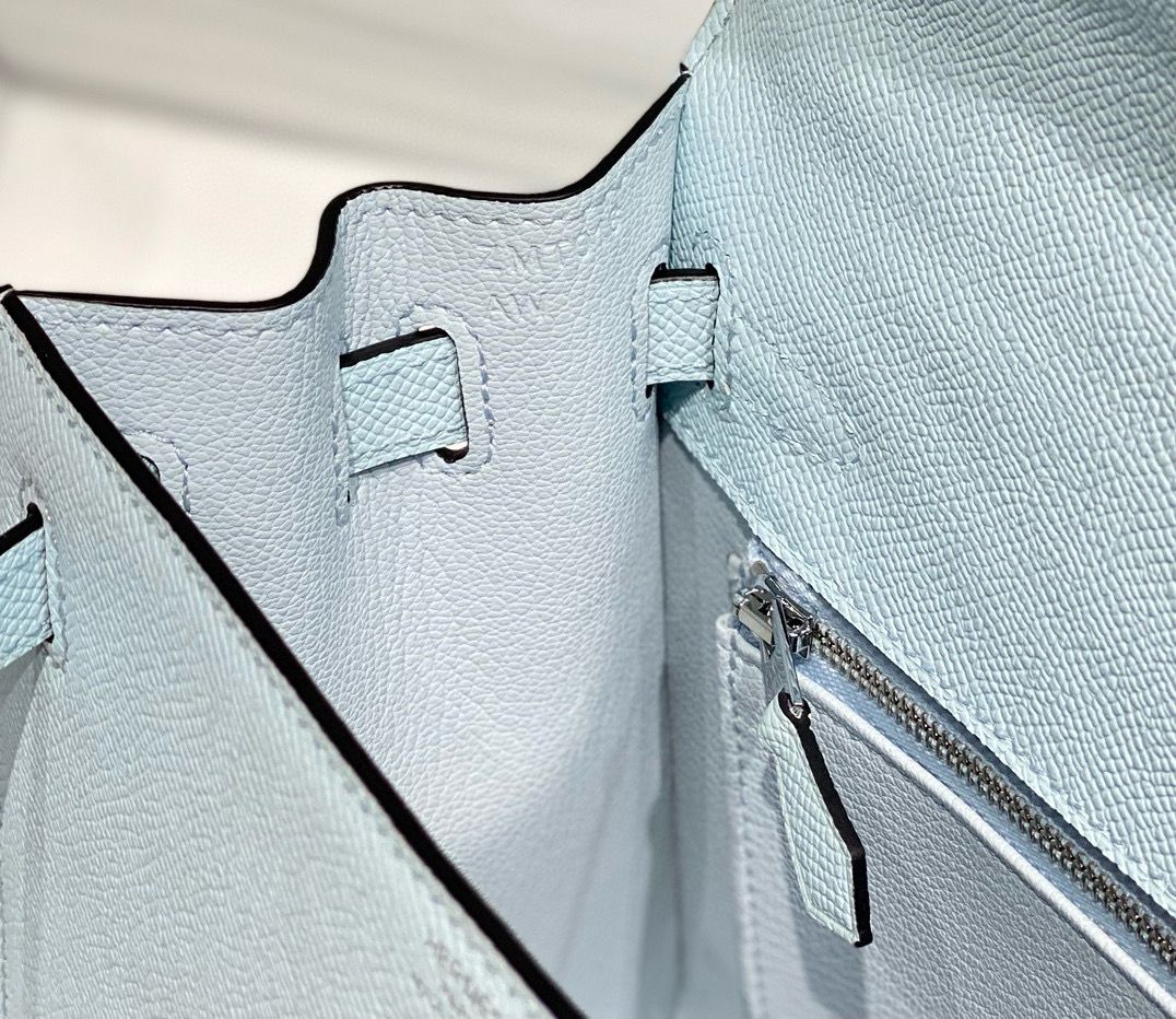 Hermes Kelly 25cm Sellier Bag In Blue Brume Epsom Leather - Image 9