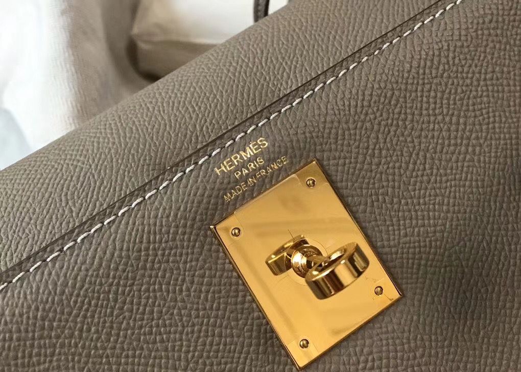 Hermes Kelly 28cm Bag In Gris Asphalt Epsom Leather GHW - Image 6