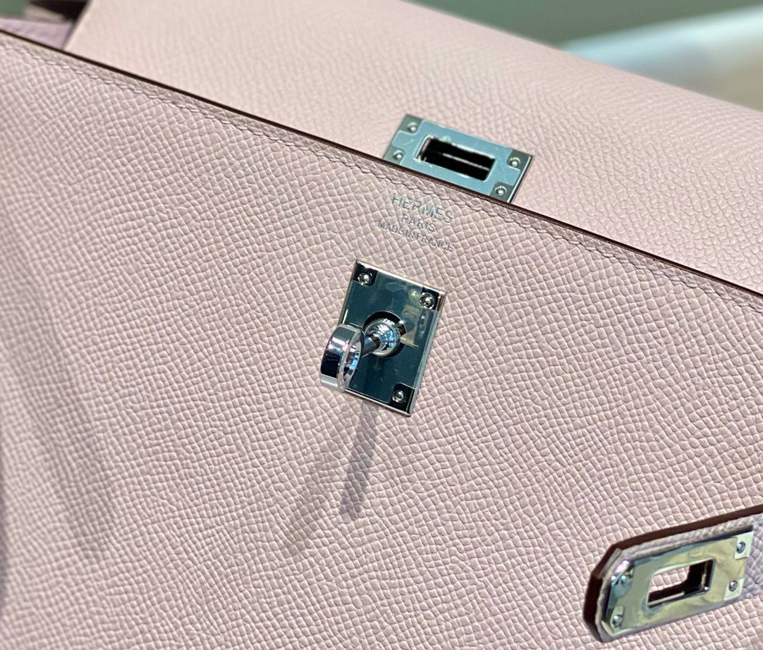 Hermes Kelly 28cm Bag In Mauve Pale Epsom Leather PHW - Image 6