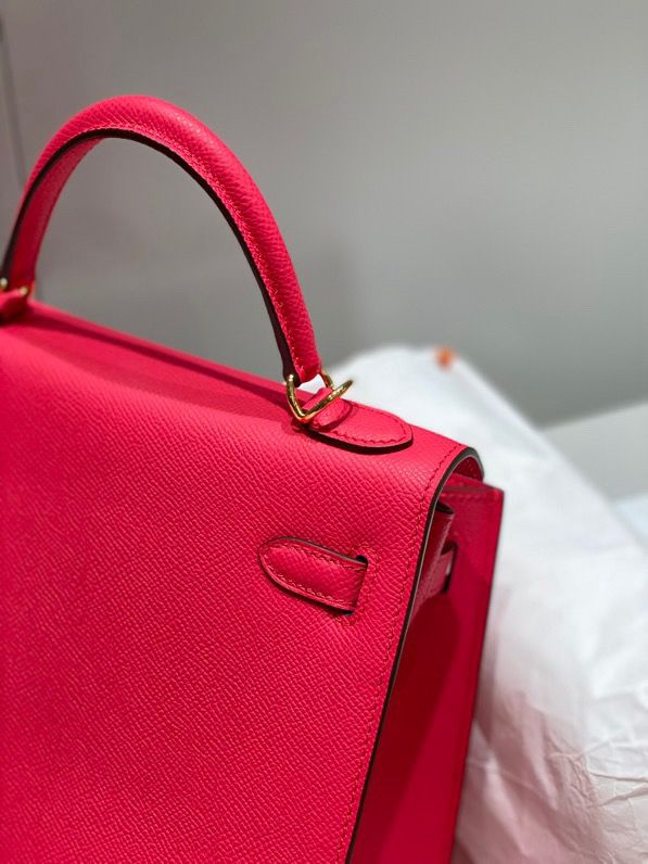 Hermes Kelly 28cm Bag In Rose Extreme Epsom Leather GHW - Image 7