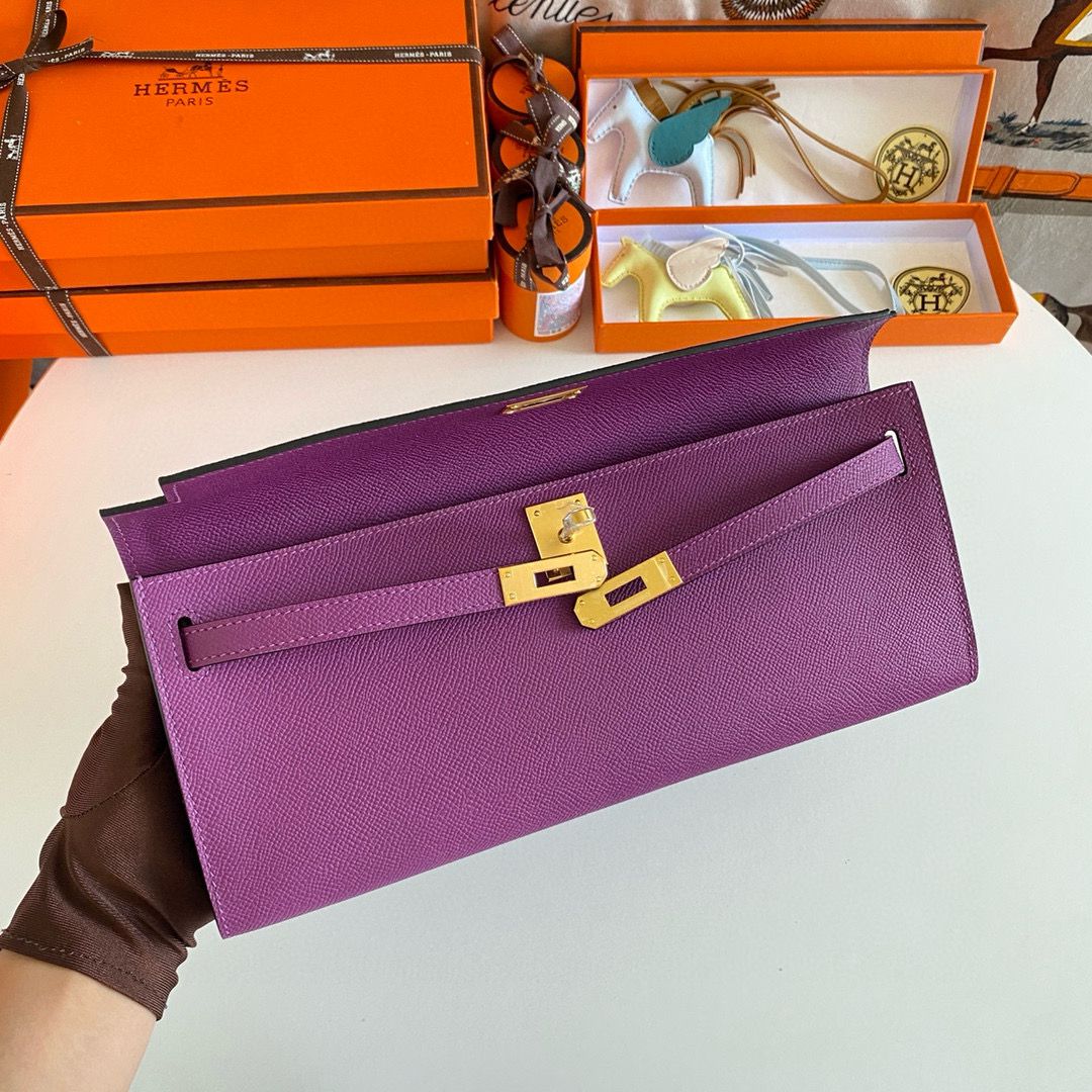 Hermes Kelly Cut Handmade Bag in Anemone Epsom Calfskin - Image 7