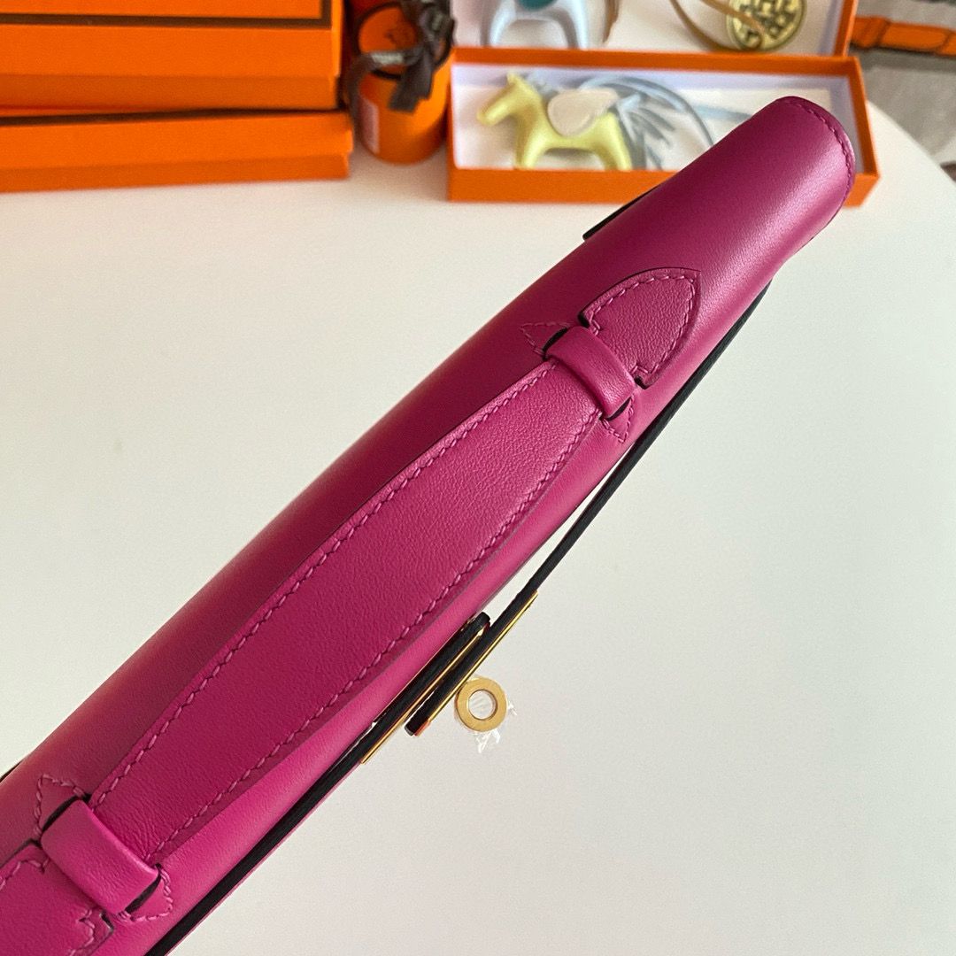 Hermes Kelly Cut Handmade Bag in Rose Purple Swift Leather - Image 5