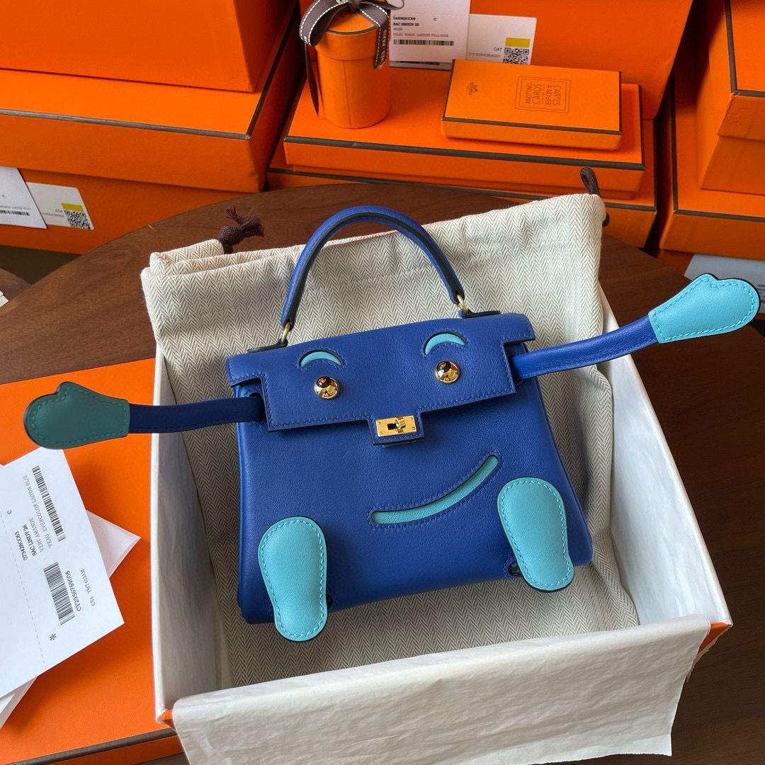 Hermes Kelly Doll Quelle Idole Bag in Blue Swift Calfskin - Image 5