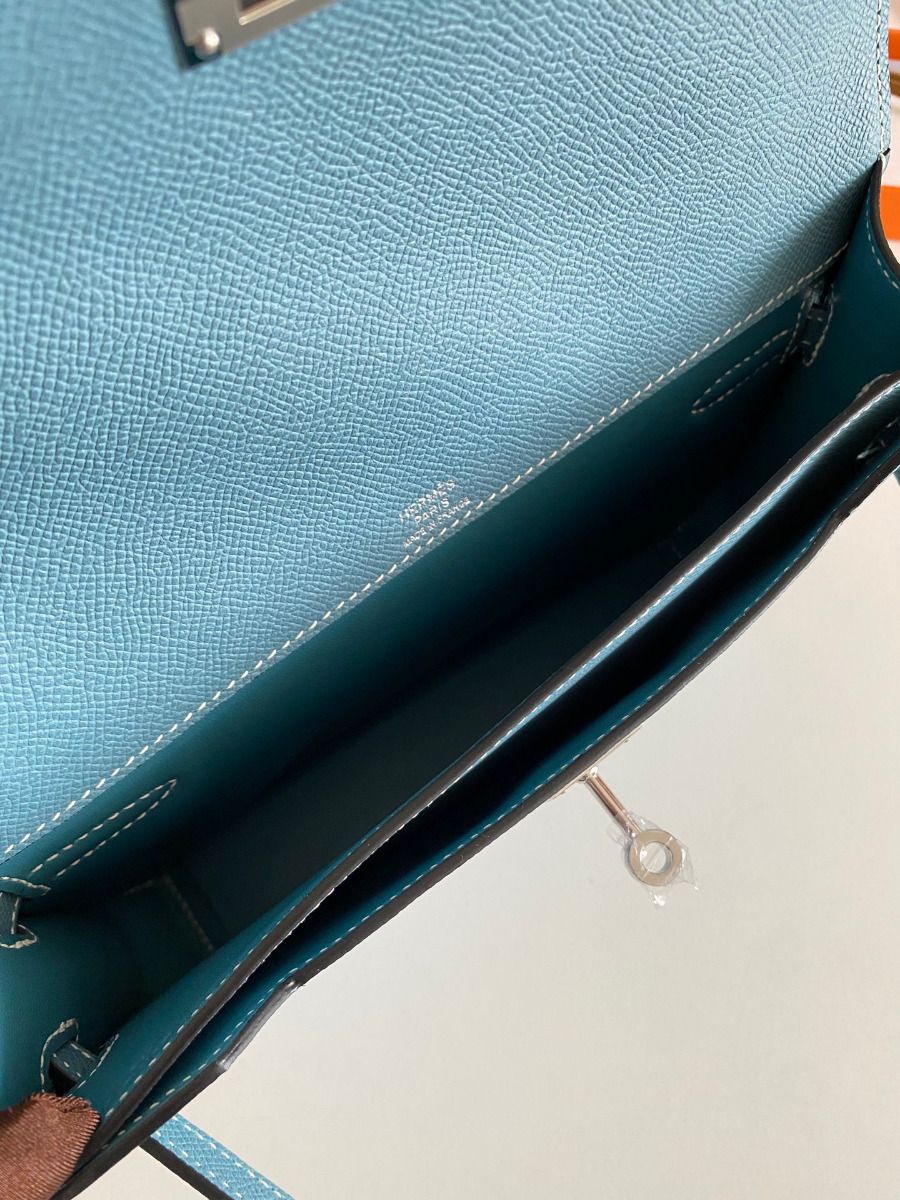 Hermes Kelly Depeches 25 Pouch in Blue Jean Epsom Calfskin - Image 5