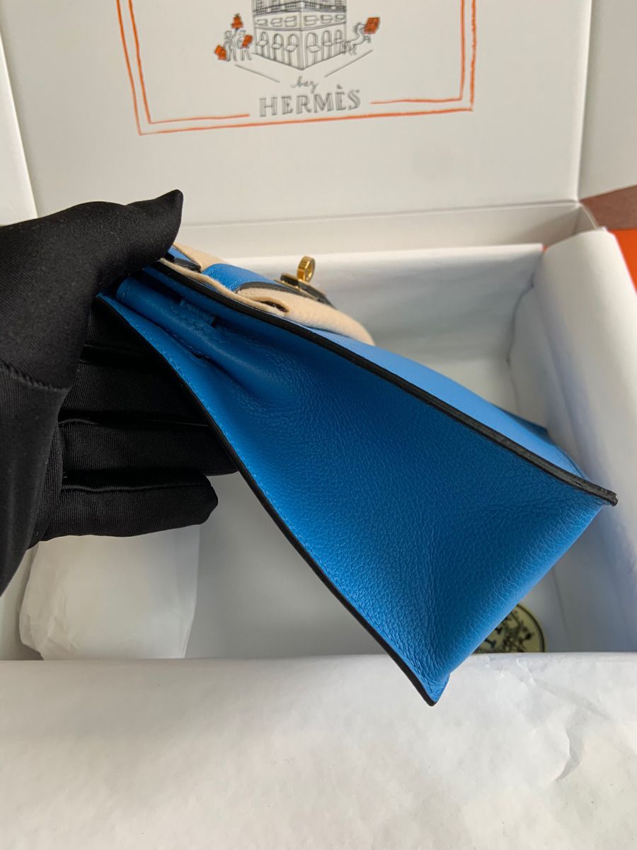 Hermes Kelly Danse II Bag In Blue Hydra Evercolor Calfskin - Image 4