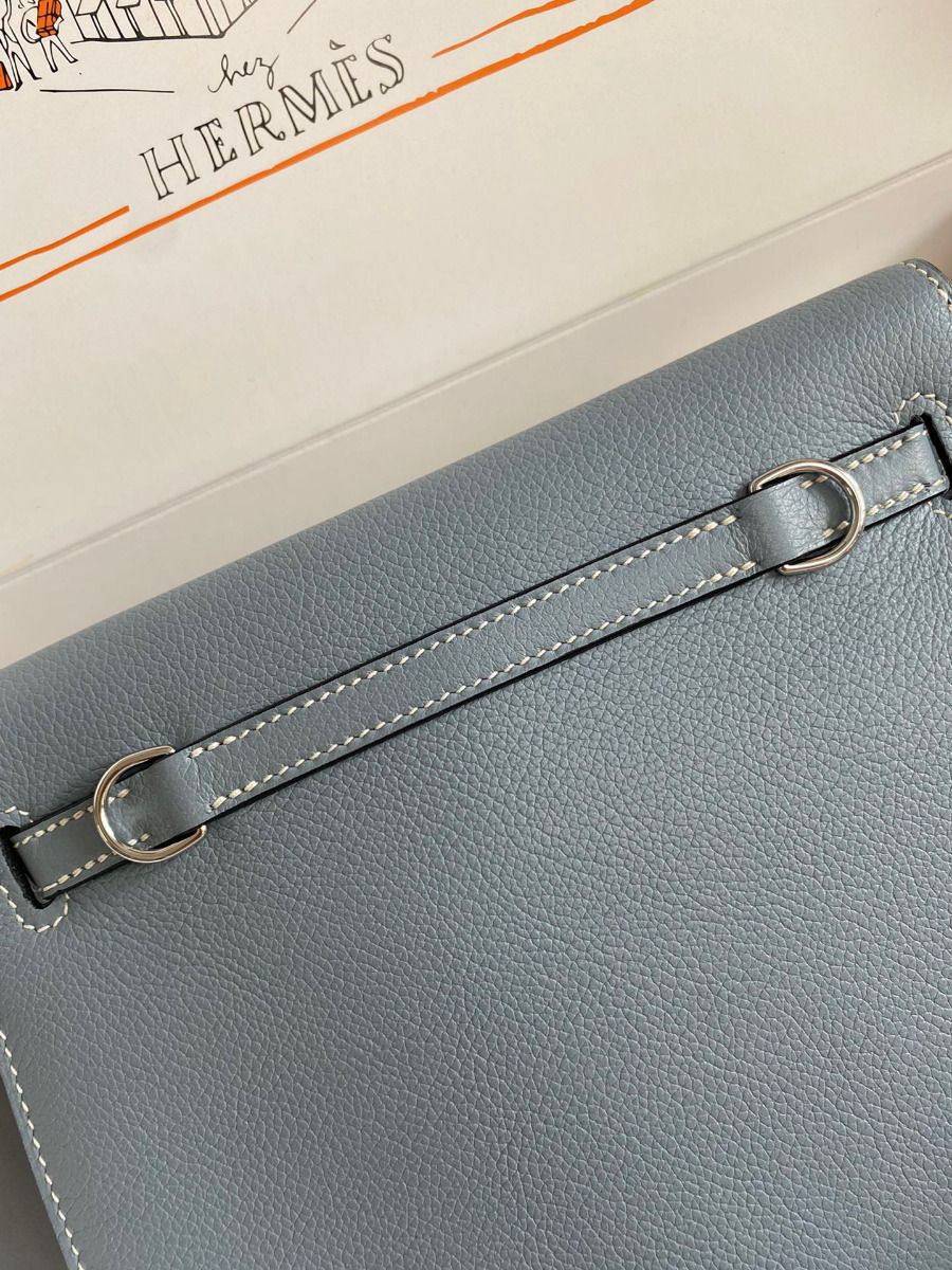 Hermes Kelly Danse II Bag In Blue Lin Evercolor Calfskin - Image 4
