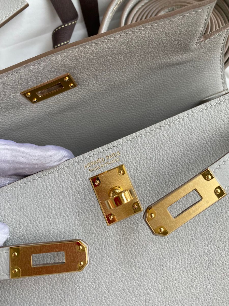 Hermes Kelly Danse II Bag In Pearl Grey Evercolor Calfskin - Image 8