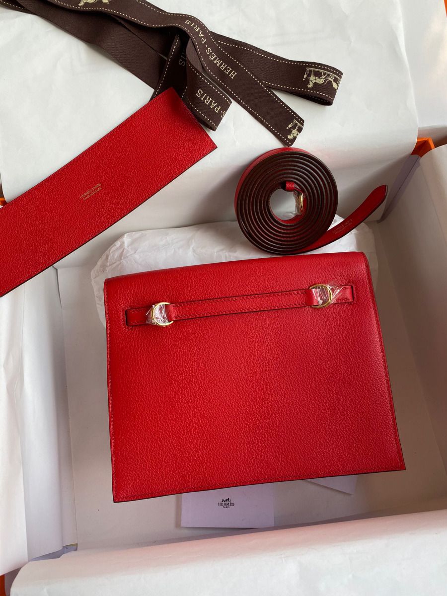 Hermes Kelly Danse II Bag In Red Evercolor Calfskin - Image 3