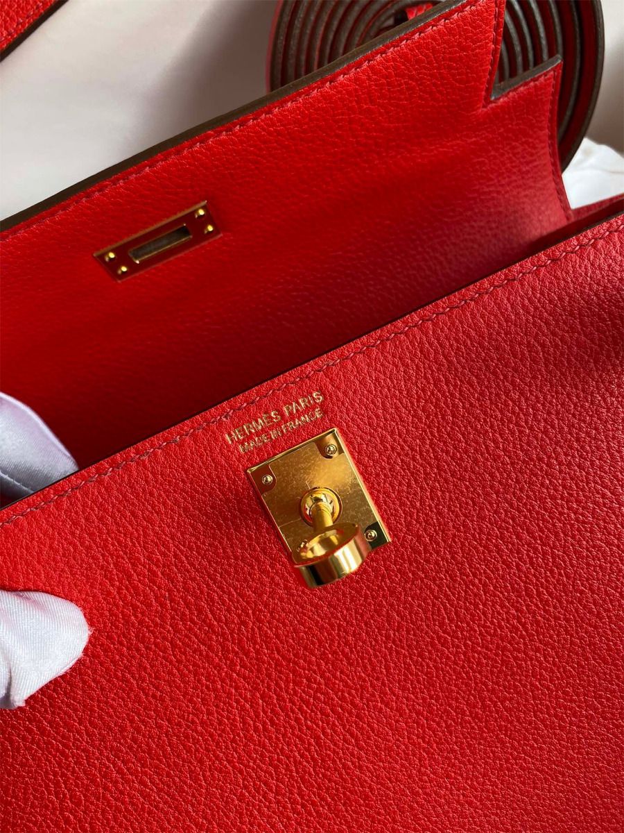 Hermes Kelly Danse II Bag In Red Evercolor Calfskin - Image 8