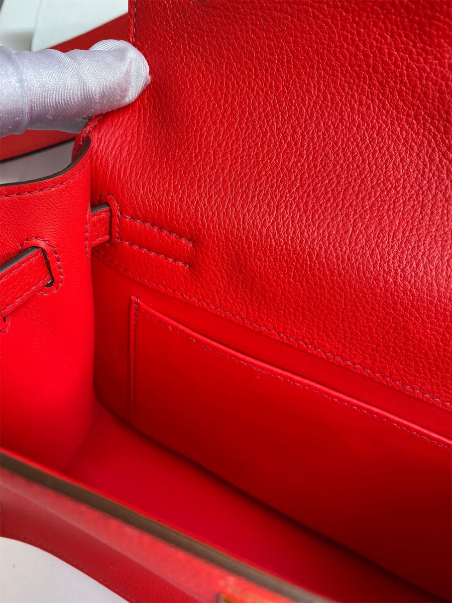 Hermes Kelly Danse II Bag In Red Evercolor Calfskin - Image 9