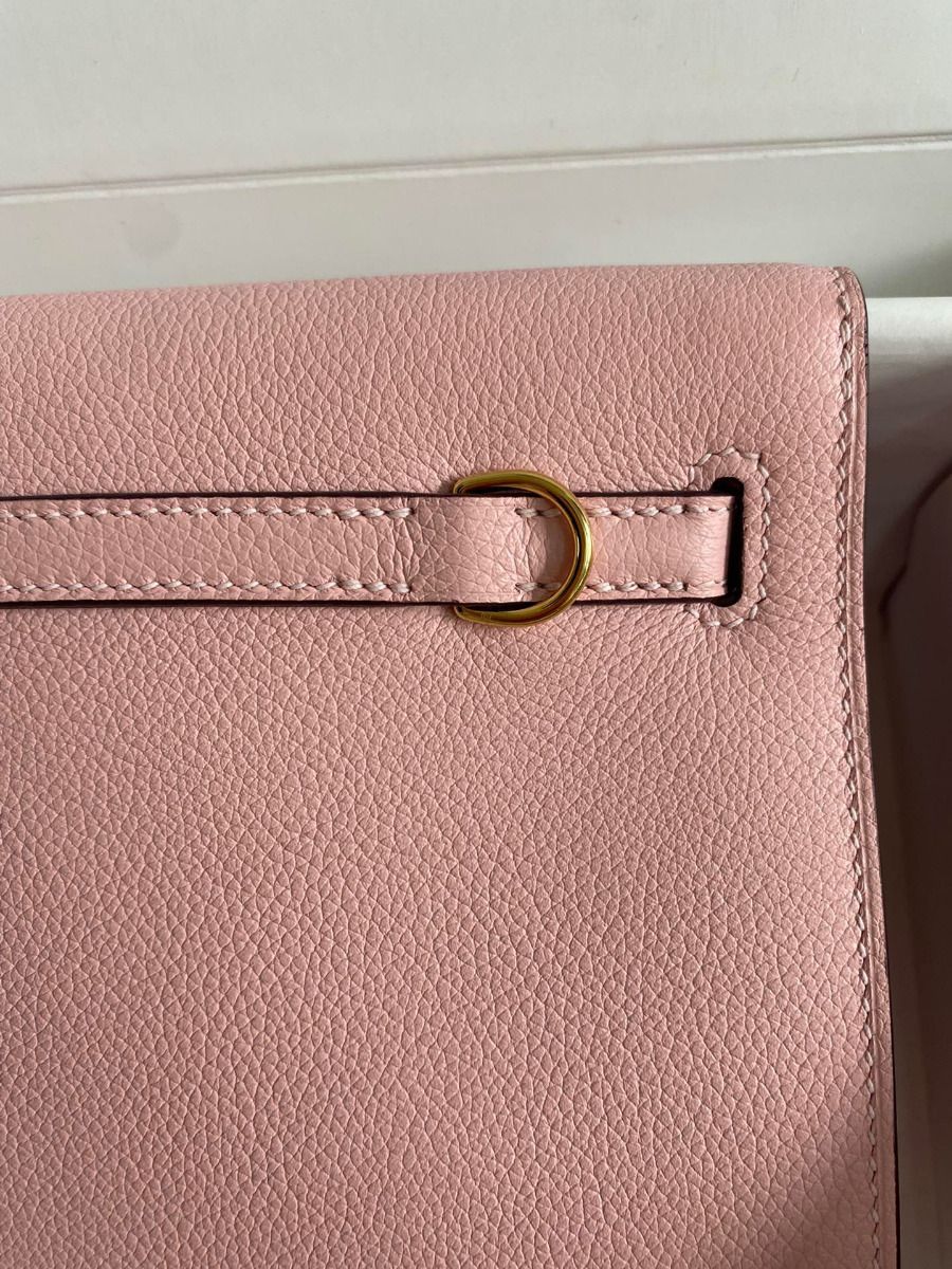 Hermes Kelly Danse II Bag In Rose Sakura Evercolor Calfskin - Image 9