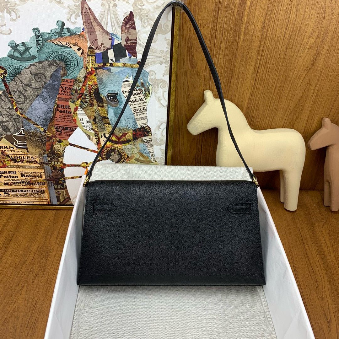 Hermes Kelly Elan Handmade Bag In Black Chevre Mysore Leather - Image 3