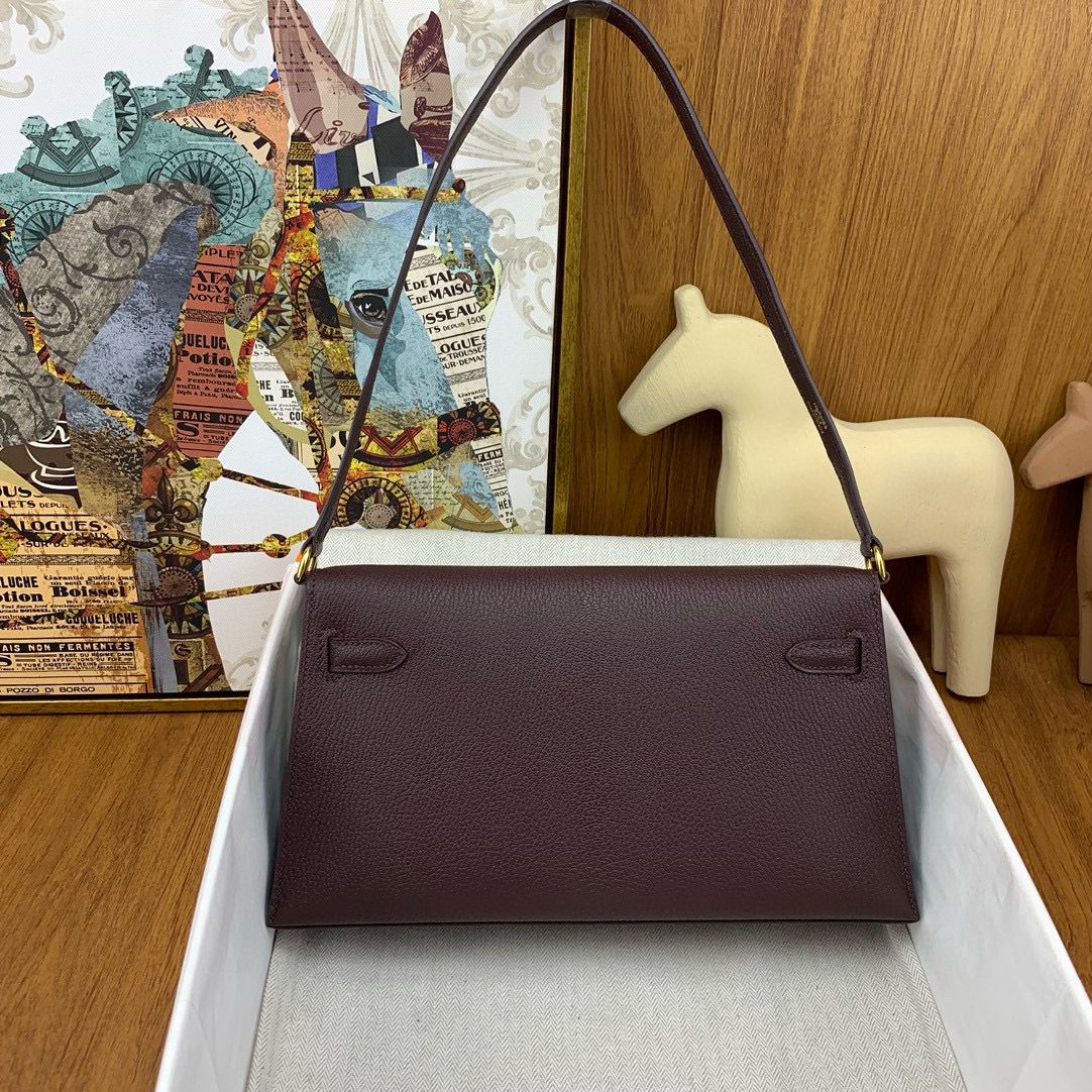Hermes Kelly Elan Handmade Bag In Rouge Sellier Chevre Mysore Leather - Image 3
