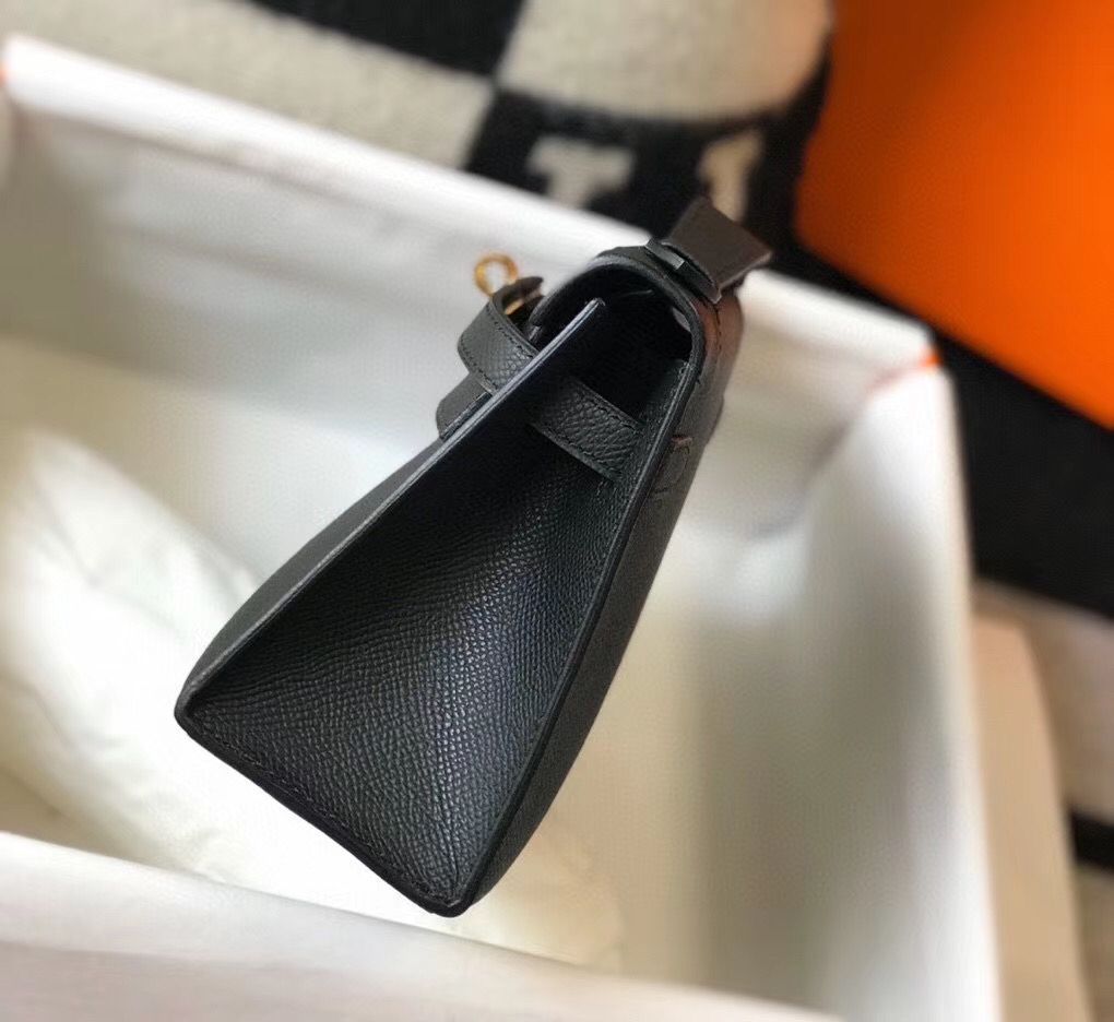 Hermes Kelly Pochette Bag In Black Epsom Leather - Image 9