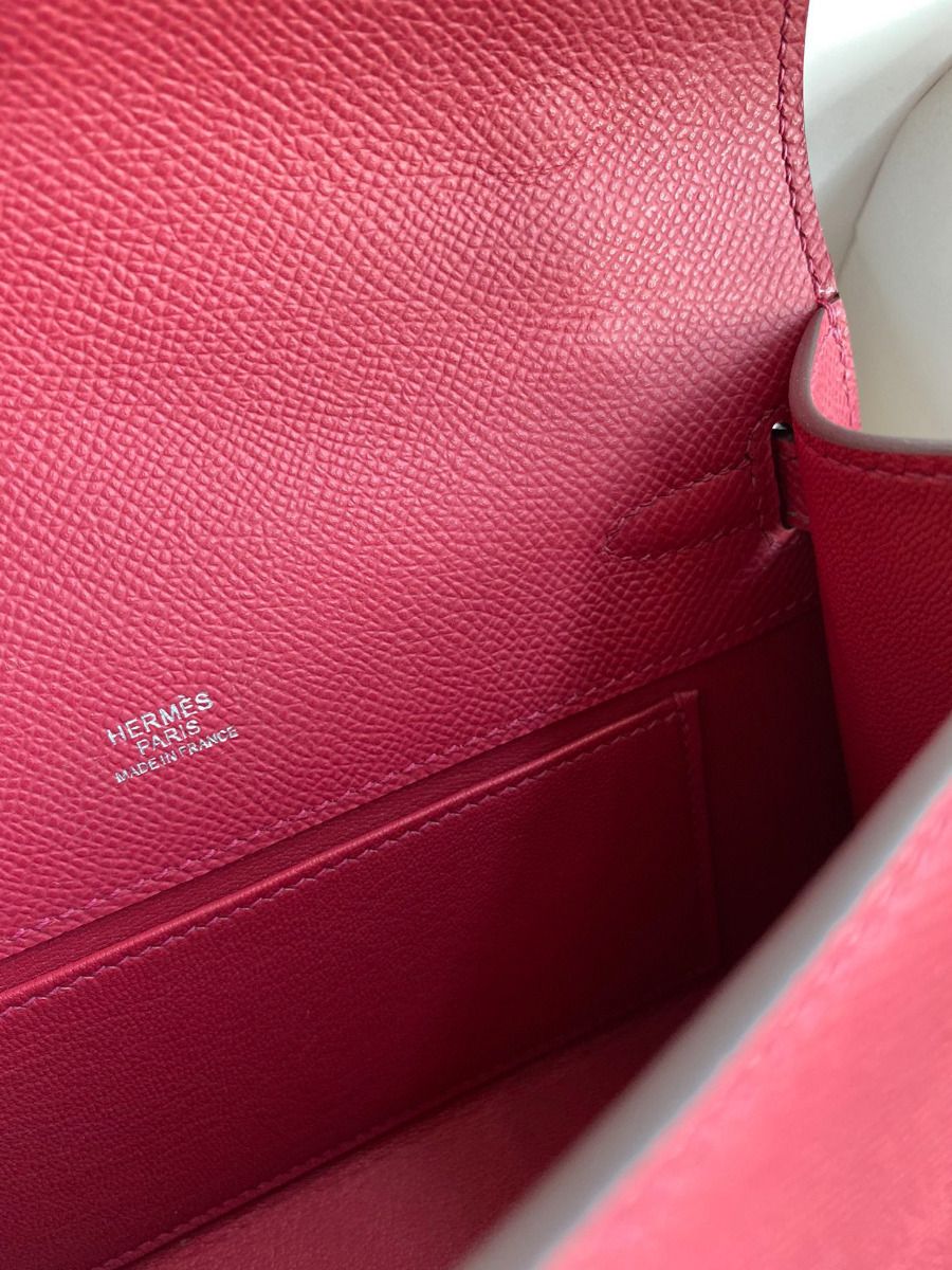 Hermes Kelly Pochette Handmade Bag In Ruby Epsom Calfskin - Image 10